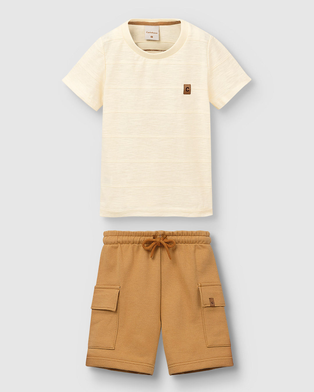 Conjunto Menino Camiseta Estampa Costas Nature E Bermuda Moletom - Carinhoso - Imagem 7