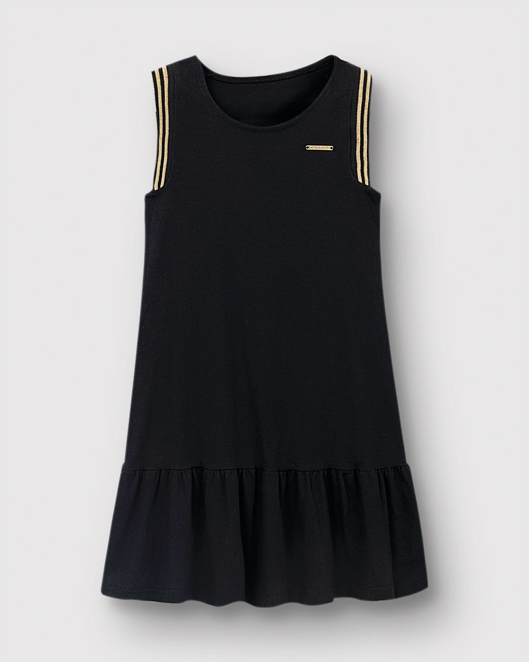 Vestido Menina Amplo Detalhe Retilínea Lurex Em Algodão - Carinhoso - Imagem 4