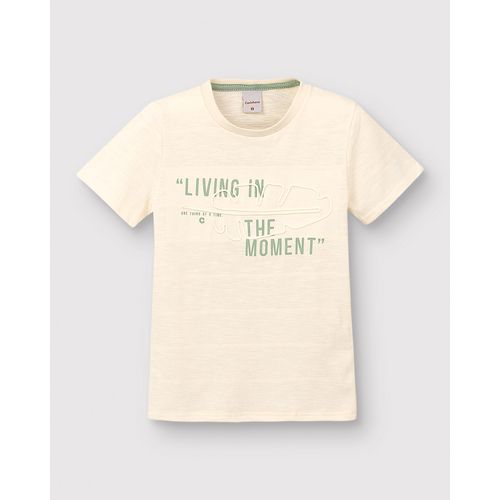 Camiseta Menino Estampa com Bordado em Malha Texturizada - Carinhoso