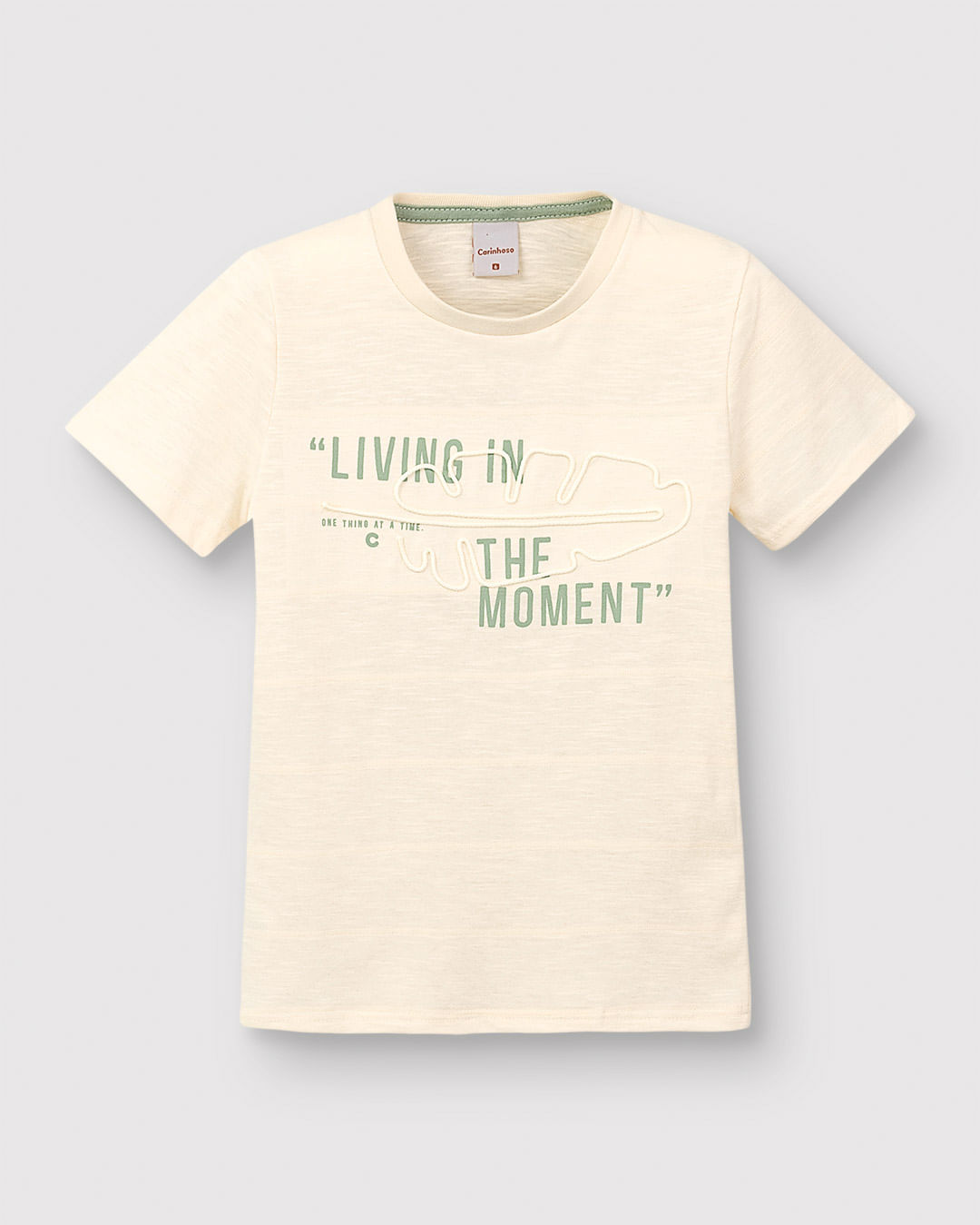 Camiseta Menino Estampa com Bordado em Malha Texturizada - Carinhoso