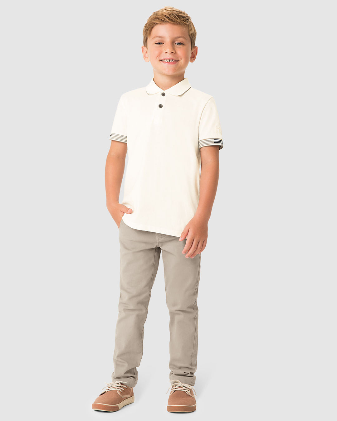 Camisa Polo Menino Manga Com Bordado Em Algodão - Carinhoso - Imagem 13