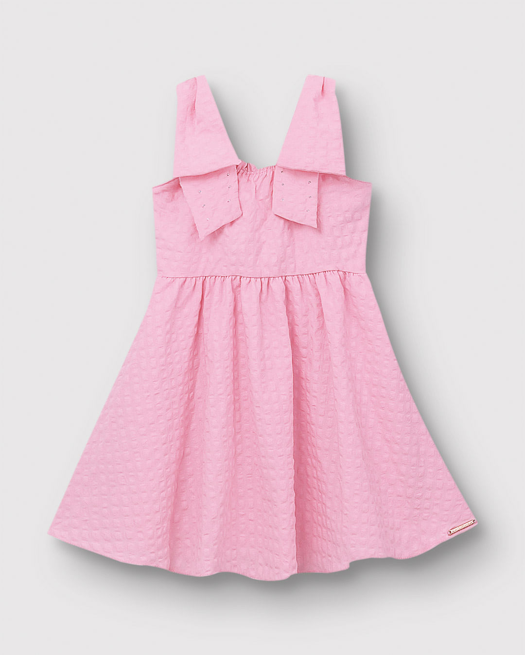 Vestido Menina Rodado Alça Aplique De Strass Em Algodão Enrugado - Carinhoso - Imagem 16