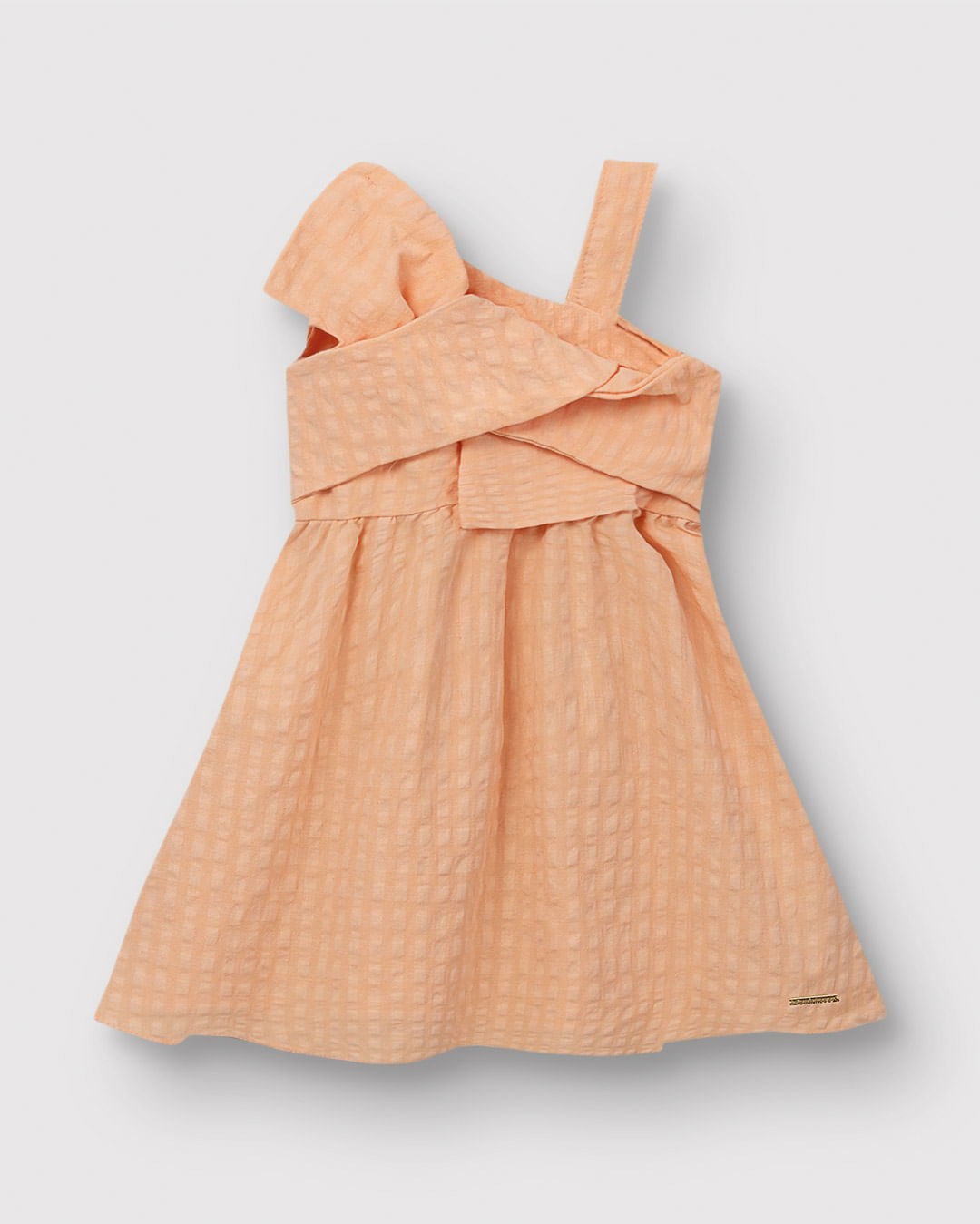 Vestido Menina Alça Decote Assimétrico Em Algodão Enrugado - Carinhoso