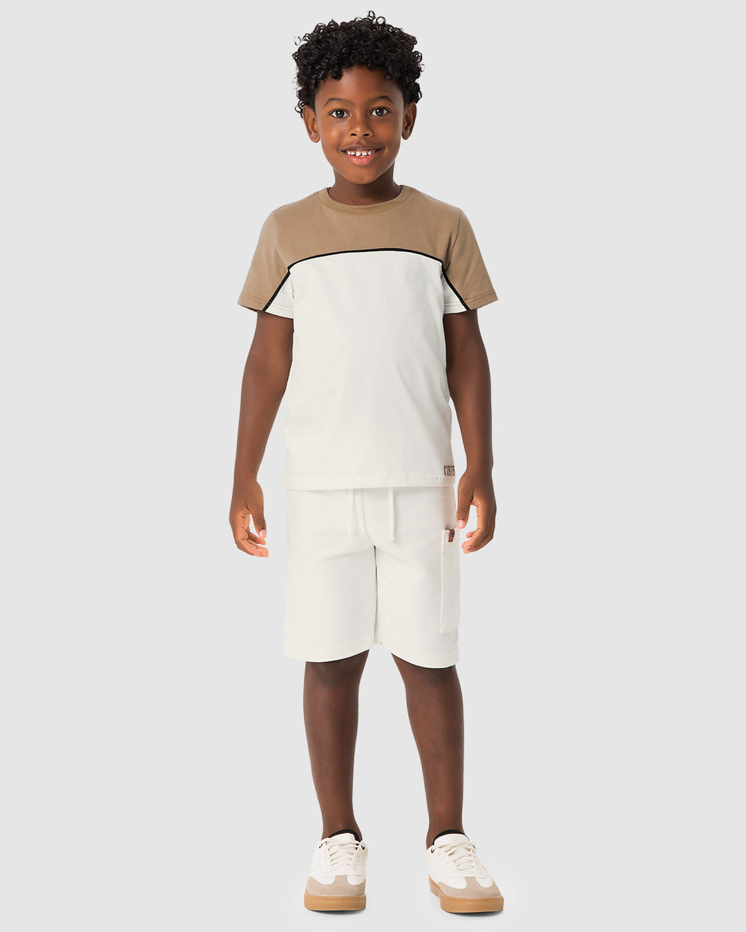 Conjunto Menino Camiseta Bicolor E Bermuda Em Moletom Sarjado - Carinhoso - Imagem 13