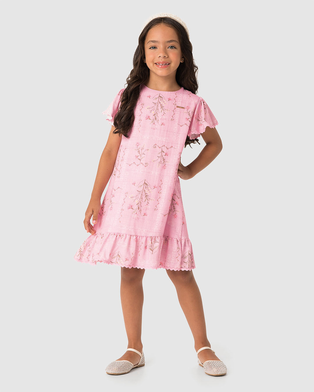 Vestido Menina Amplo Estampa Floral Em Viscose Lurex - Carinhoso - Imagem 13