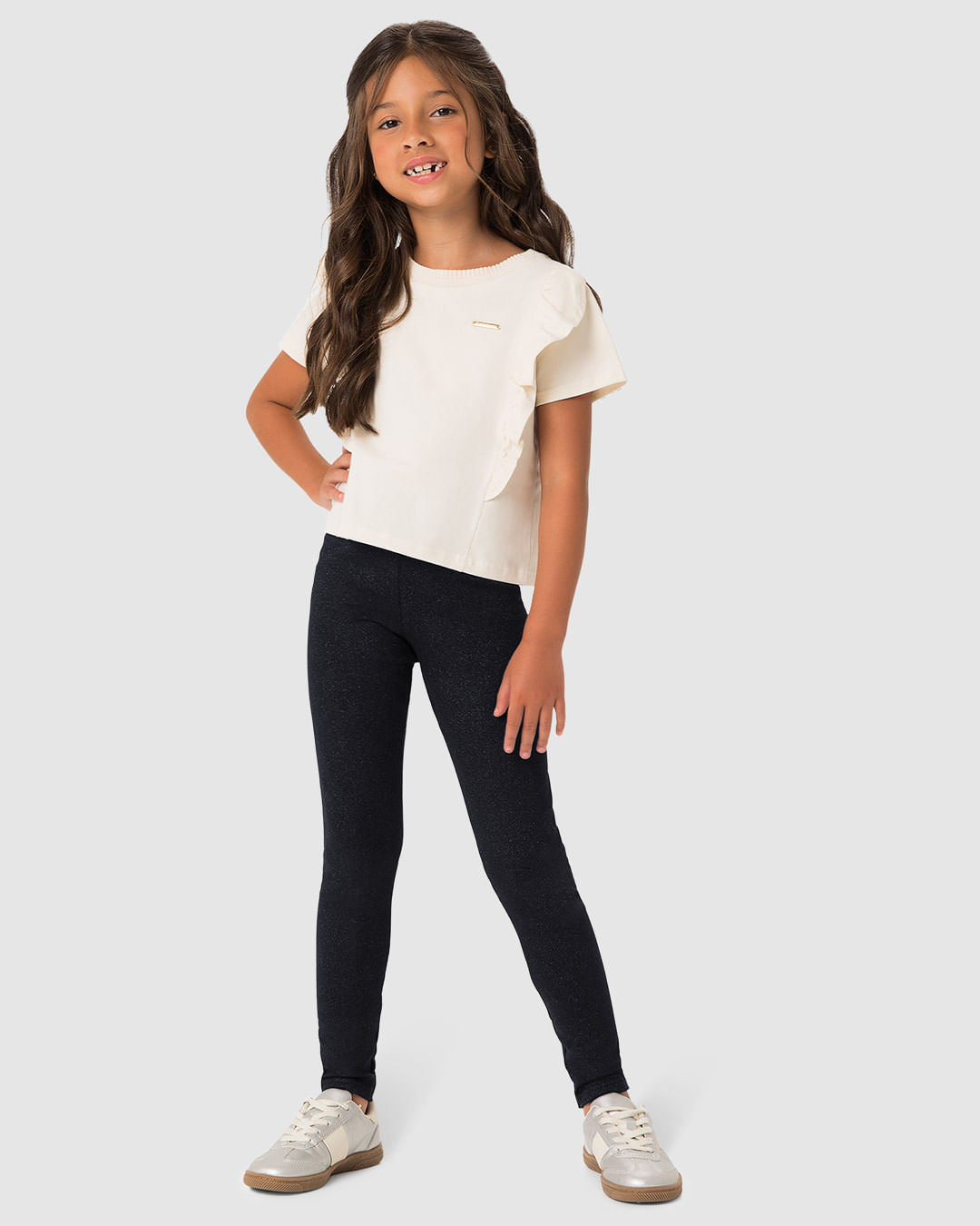 Calça Menina Legging Com Glitter Em Algodão - Carinhoso - Imagem 19