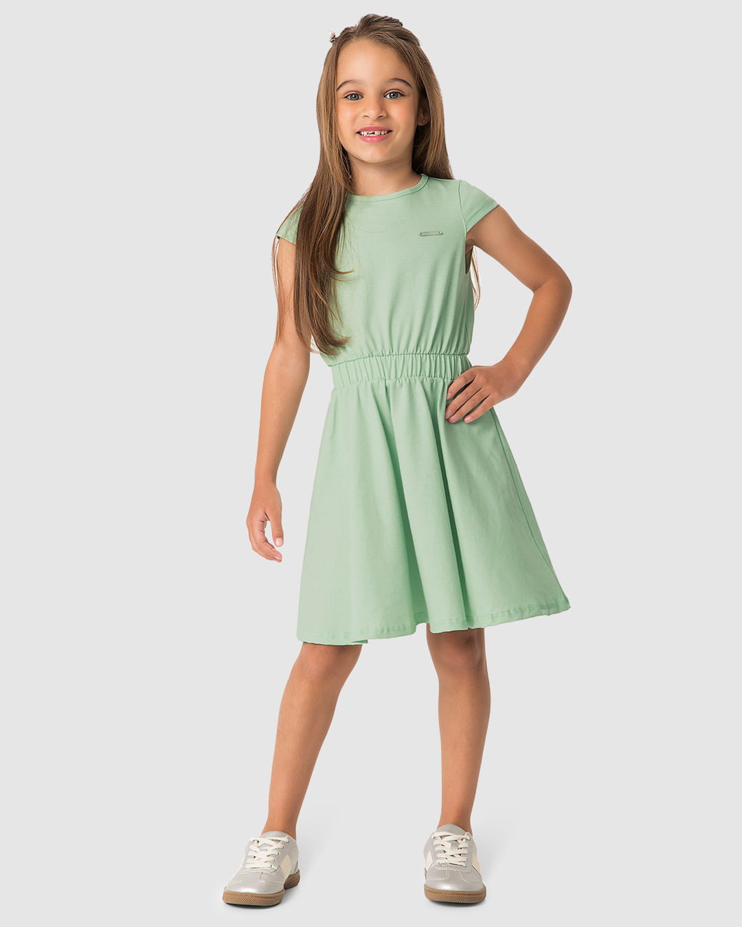 Vestido Menina Rodado Cintura Com Elástico Em Algodão Glitter - Carinhoso - Imagem 10