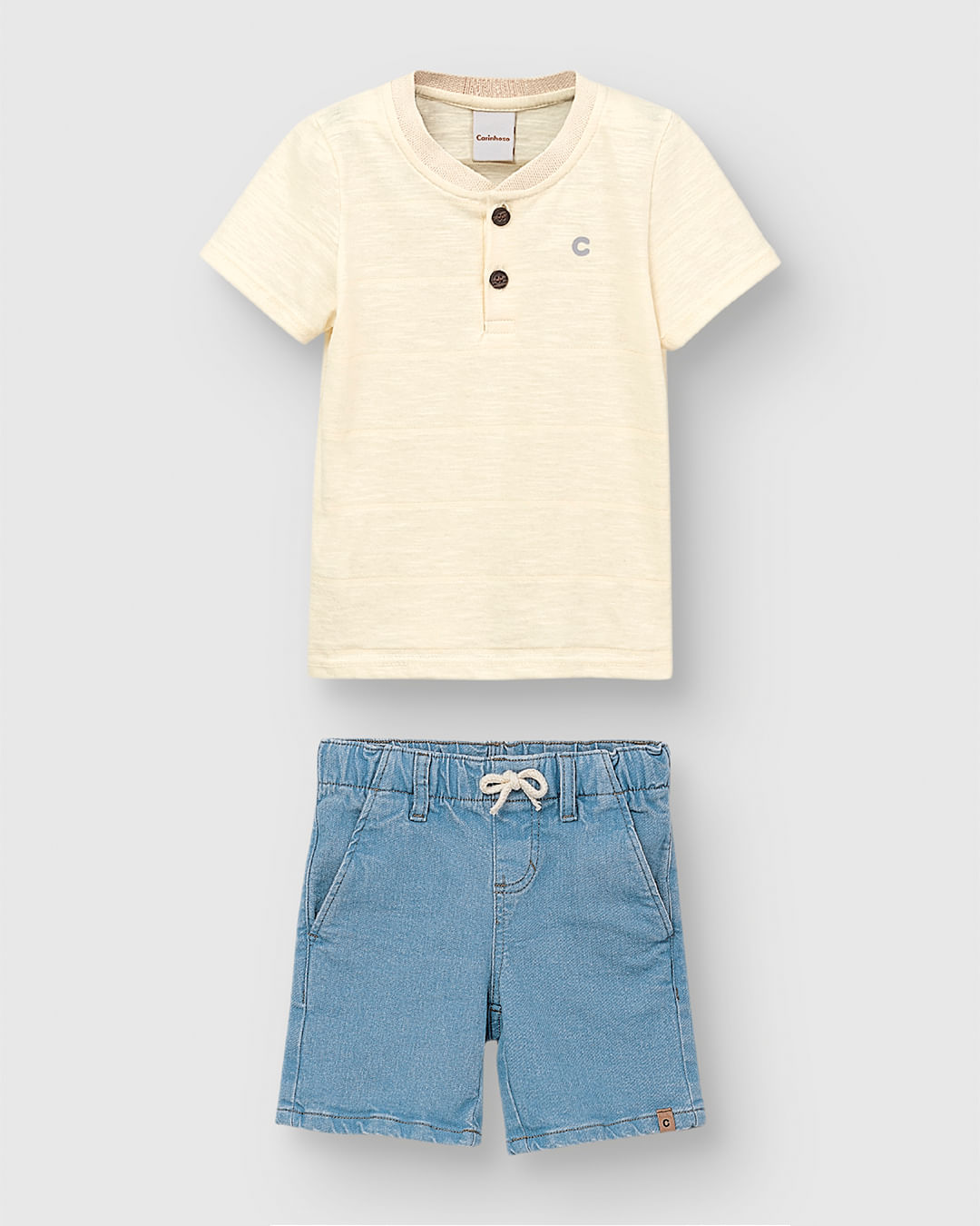 Conjunto Menino Camiseta Peitilho Frontal Em Malha Texturizada - Carinhoso - Imagem 14