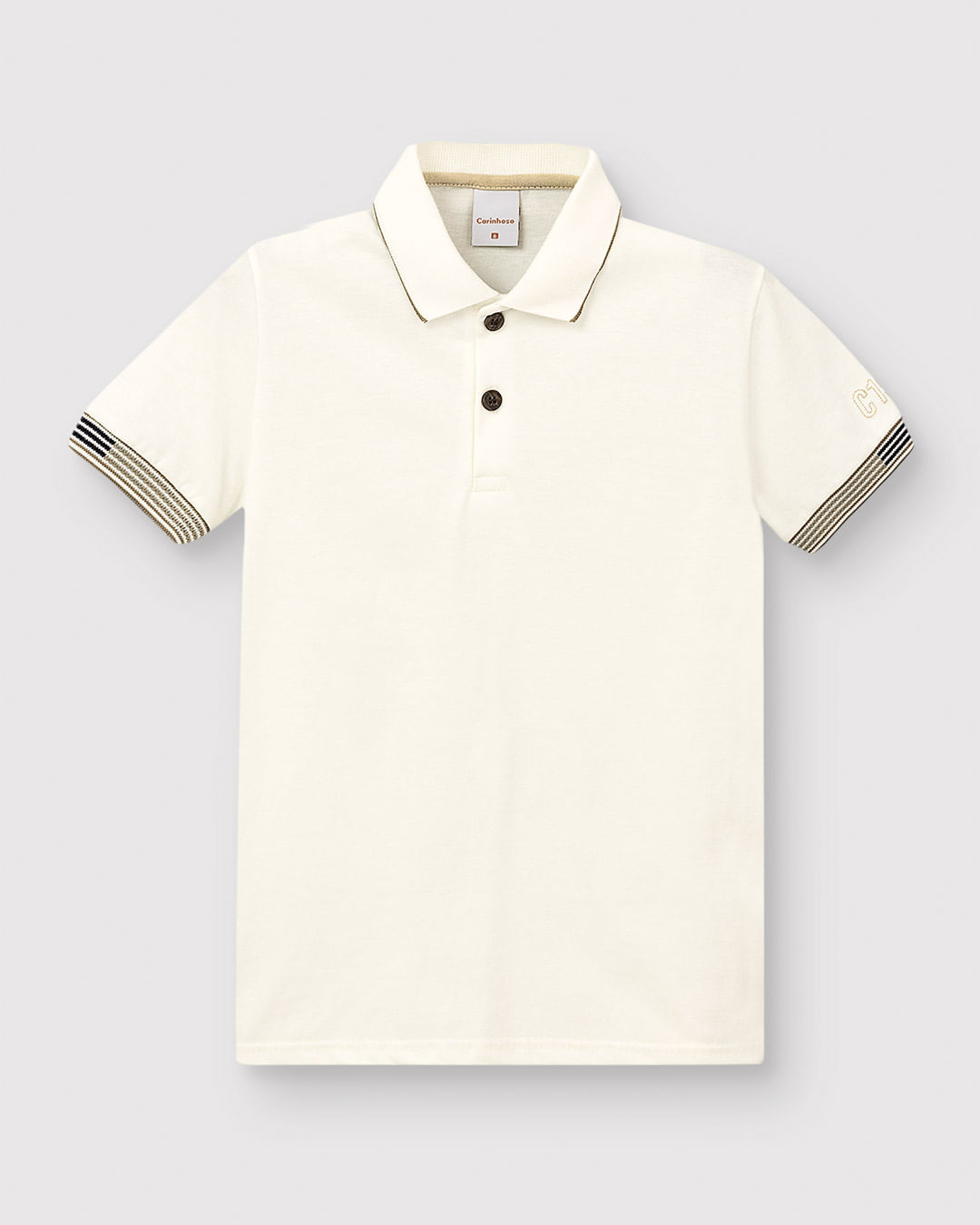 Camisa Polo Menino Manga Com Bordado Em Algodão - Carinhoso - Imagem 2