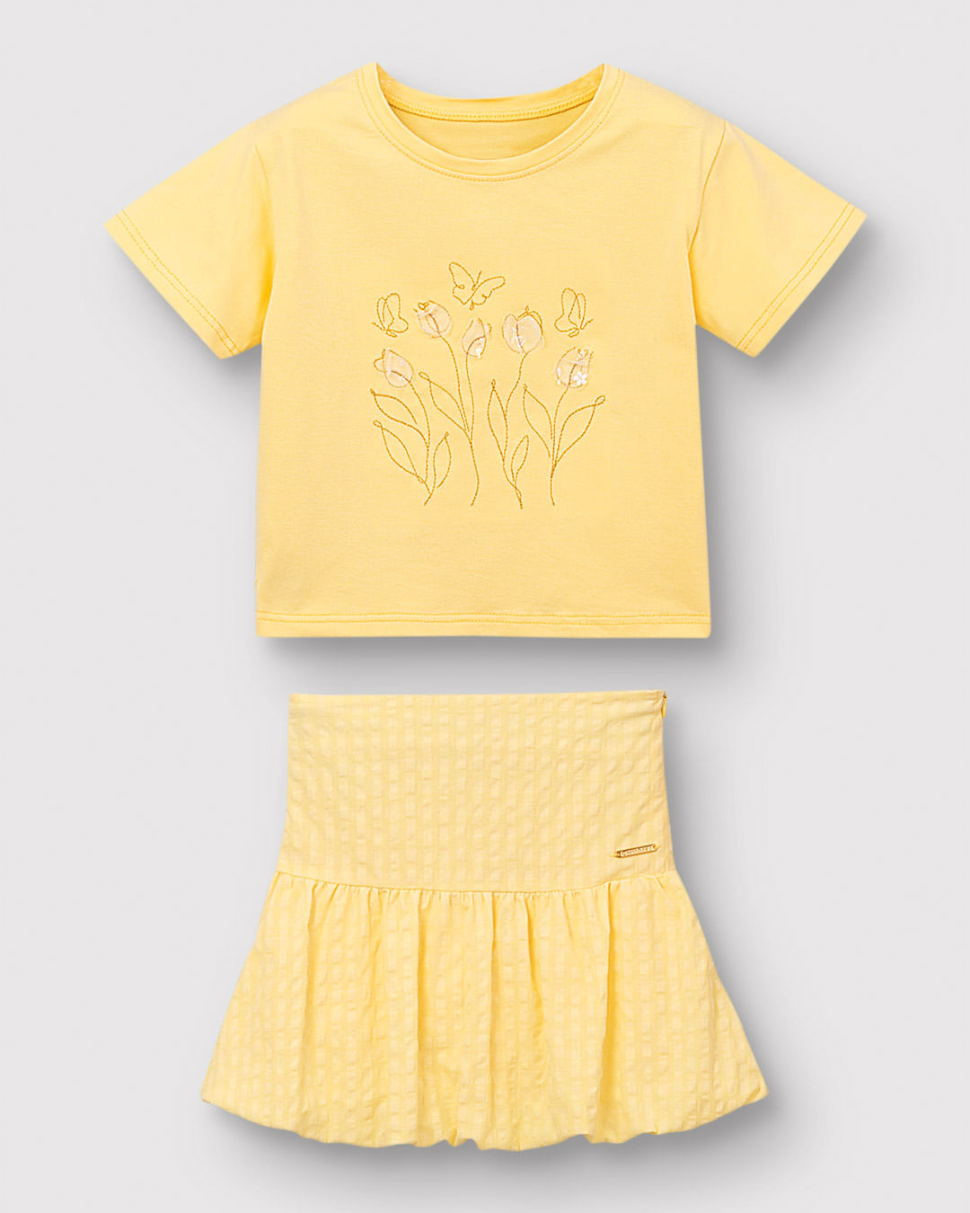 Conjunto Menina Blusa Bordado Com Aplique E Saia Balonê - Carinhoso - Imagem 20