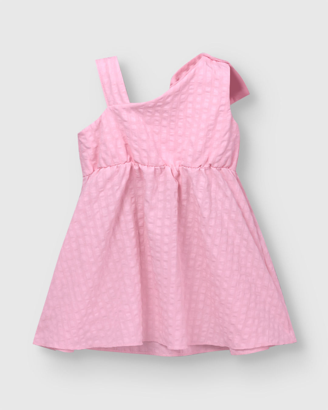 Vestido Menina Alça Decote Assimétrico Em Algodão Enrugado - Carinhoso - Imagem 17