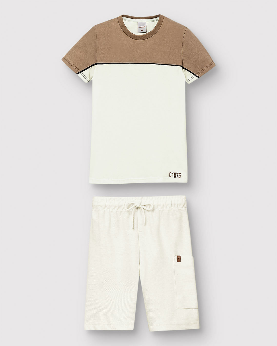 Conjunto Menino Camiseta Bicolor E Bermuda Em Moletom Sarjado - Carinhoso - Imagem 8