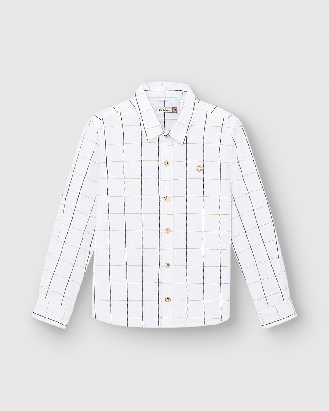 Camisa Menino Estampa Quadriculada Em Algodão Texturizado - Carinhoso - Imagem 14