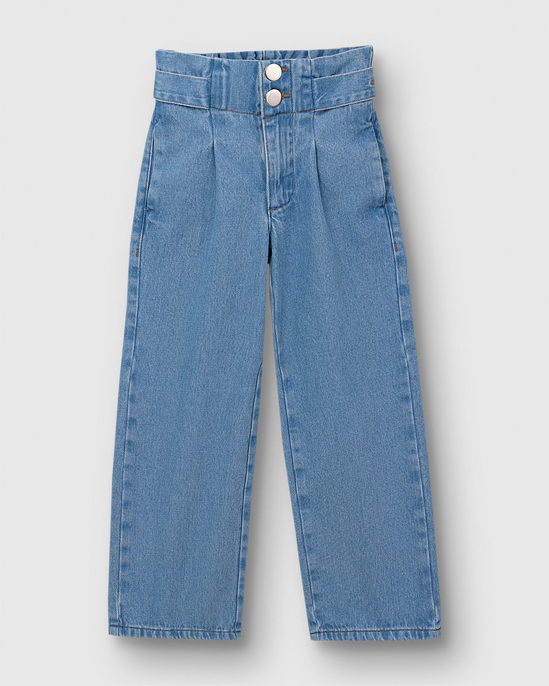 Calça Menina Wide Leg Cintura Ajustável Em Jeans 100% Algodão - Carinhoso - Imagem 8