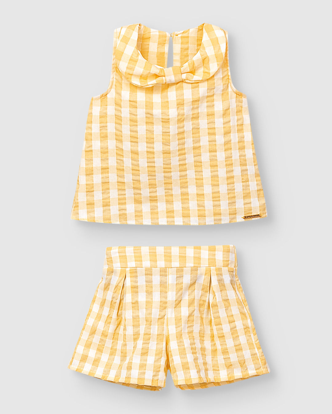 Conjunto Menina Xadrez Regata Gola Laço E Shorts - Carinhoso - Imagem 14