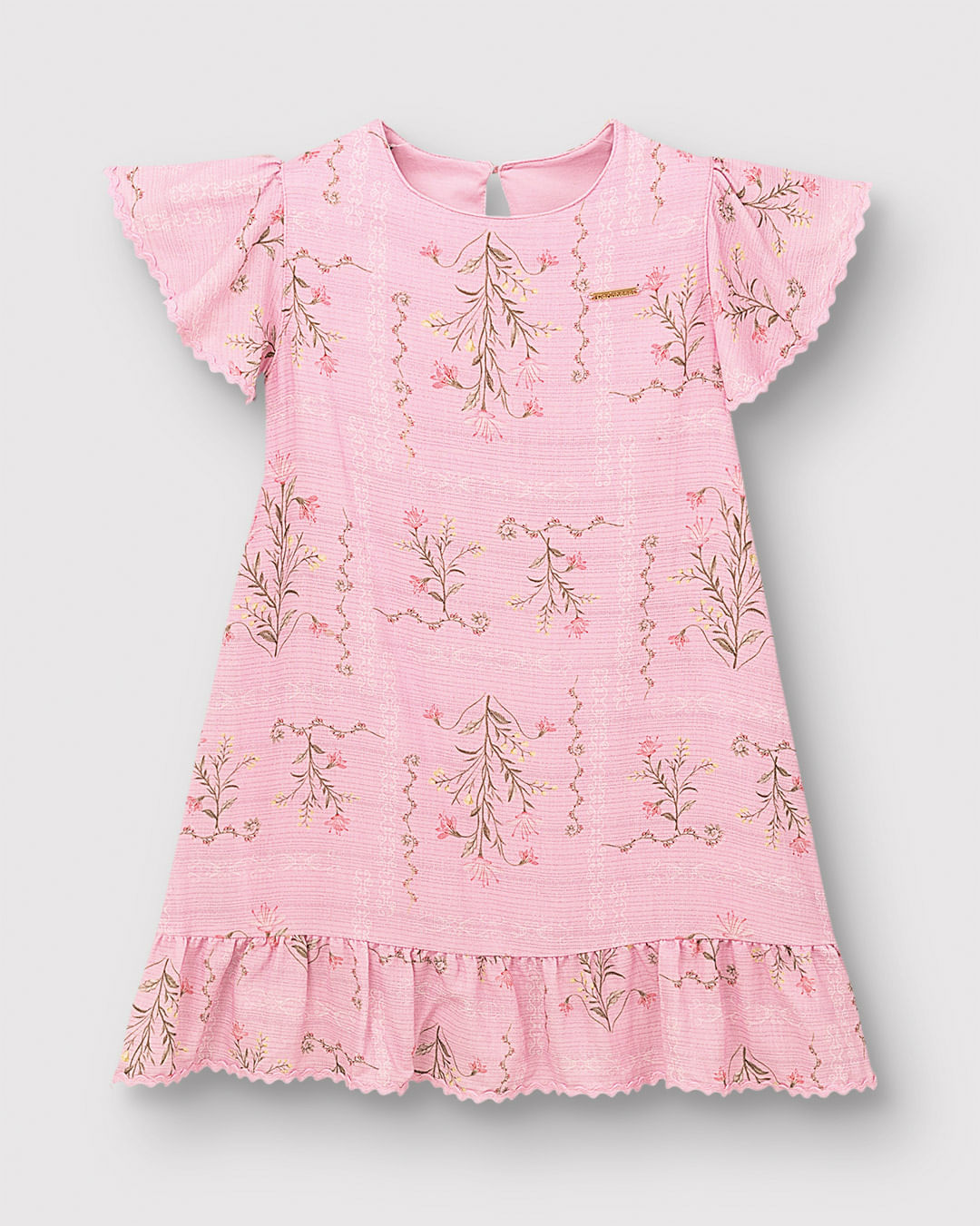 Vestido Menina Amplo Estampa Floral Em Viscose Lurex - Carinhoso - Imagem 5