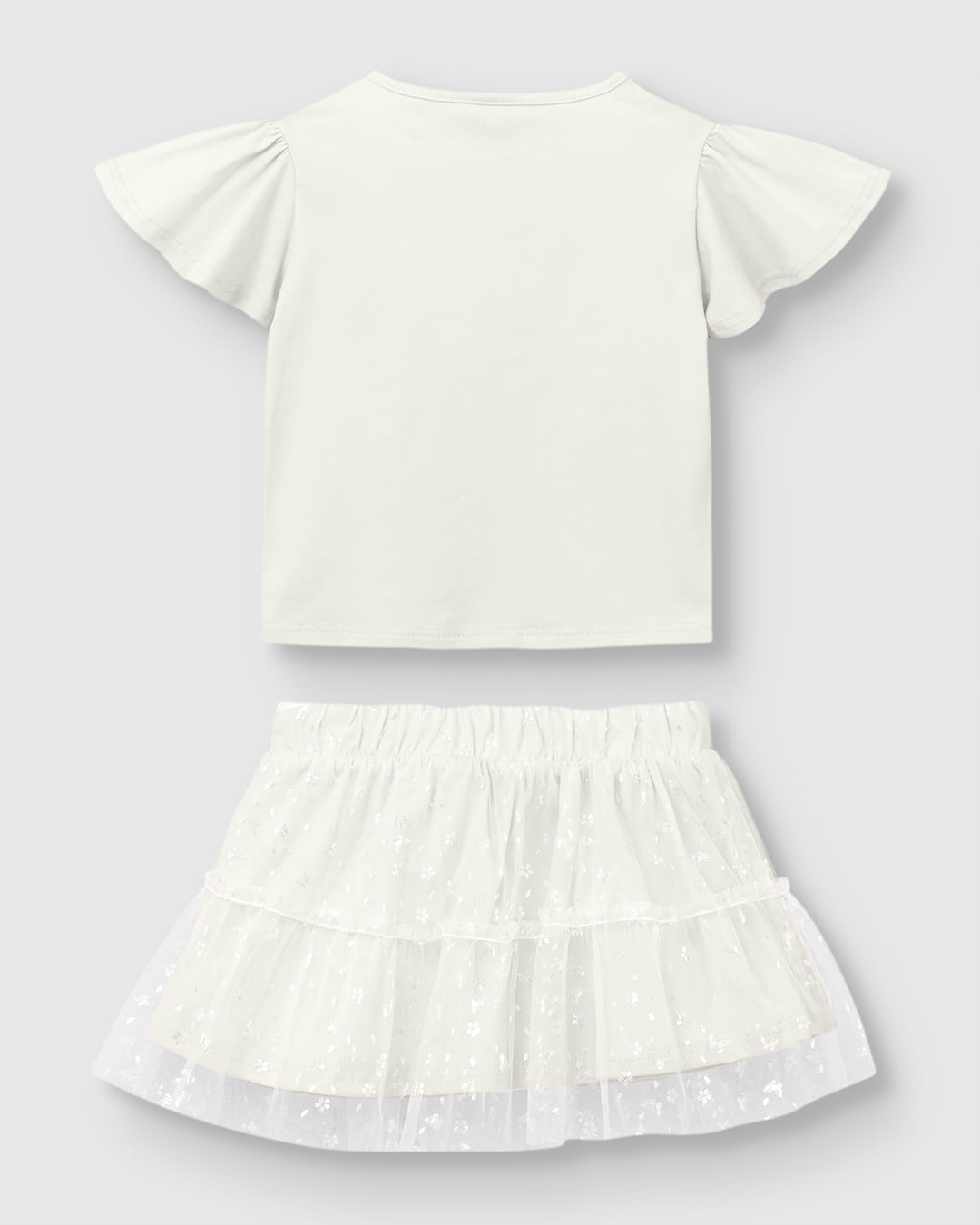 Conjunto Menina Blusa Bordado + Saia Em Algodão E Tule Foil - Carinhoso - Imagem 3