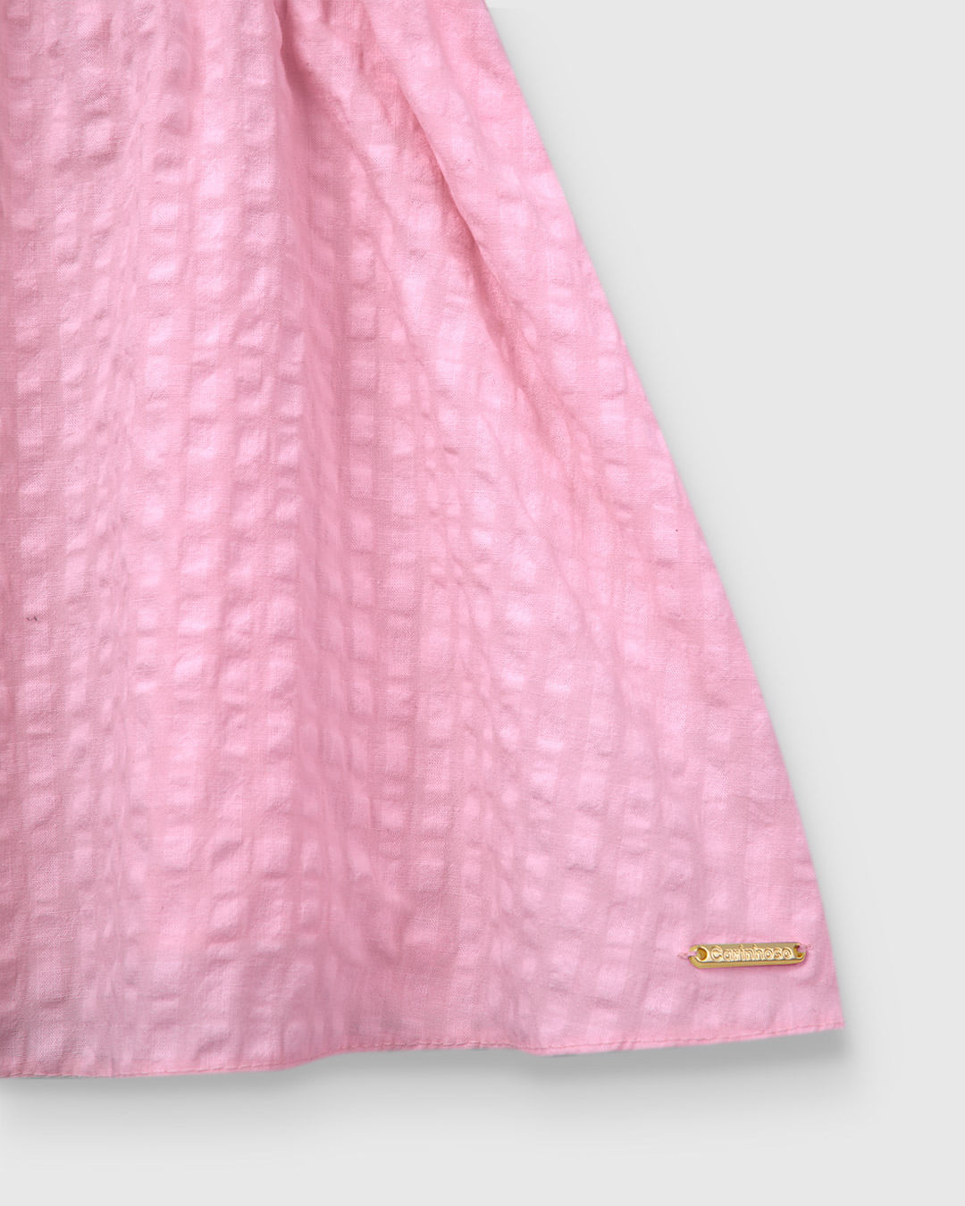 Vestido Menina Alça Decote Assimétrico Em Algodão Enrugado - Carinhoso - Imagem 3