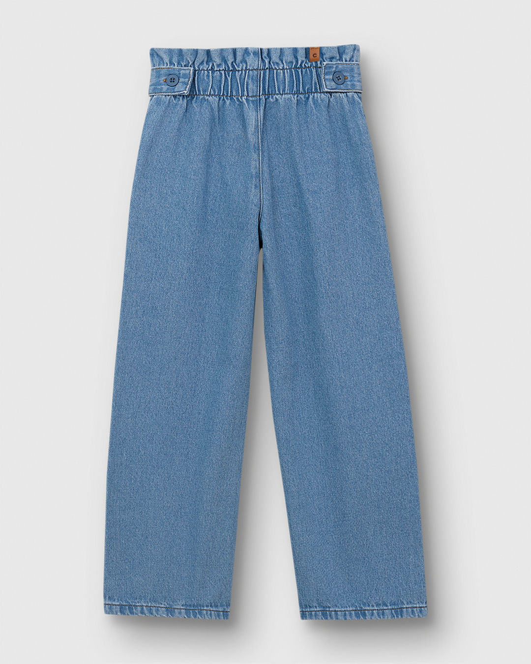Calça Menina Wide Leg Cintura Ajustável Em Jeans 100% Algodão - Carinhoso - Imagem 3