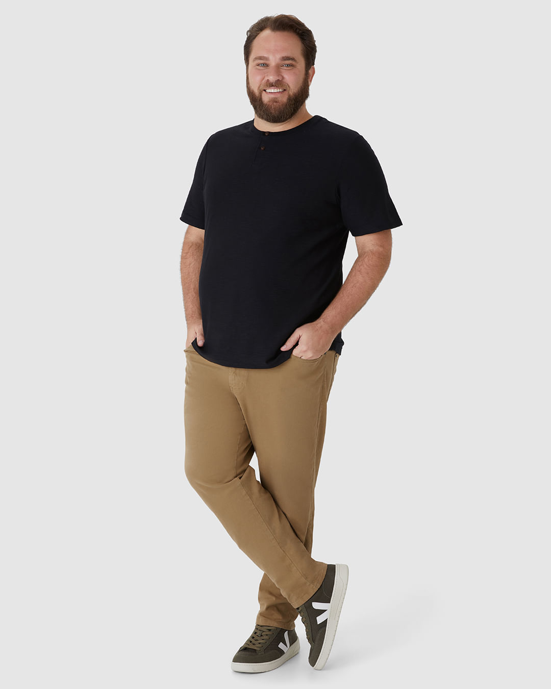 Calça Masculina Plus Size Skinny Bolso Funcional em Sarja com Elastano