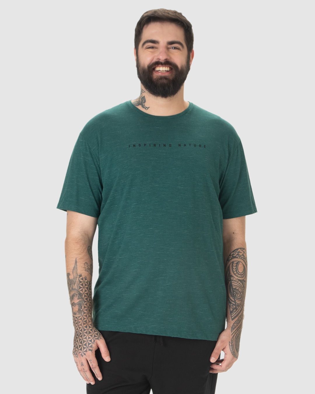 Camiseta Masculina Plus Size Estampa Frontal Em Malha Listrada Eco - Imagem 21
