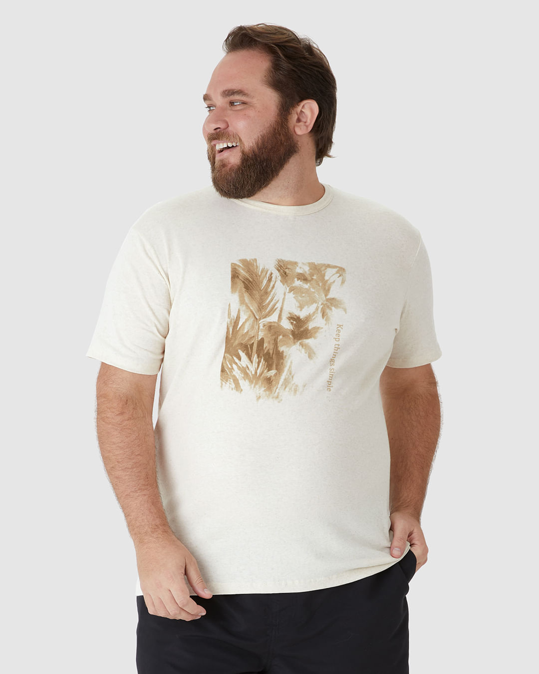 Camiseta Masculina Plus Size Keep Things Simple Em Malha Linho - Imagem 16