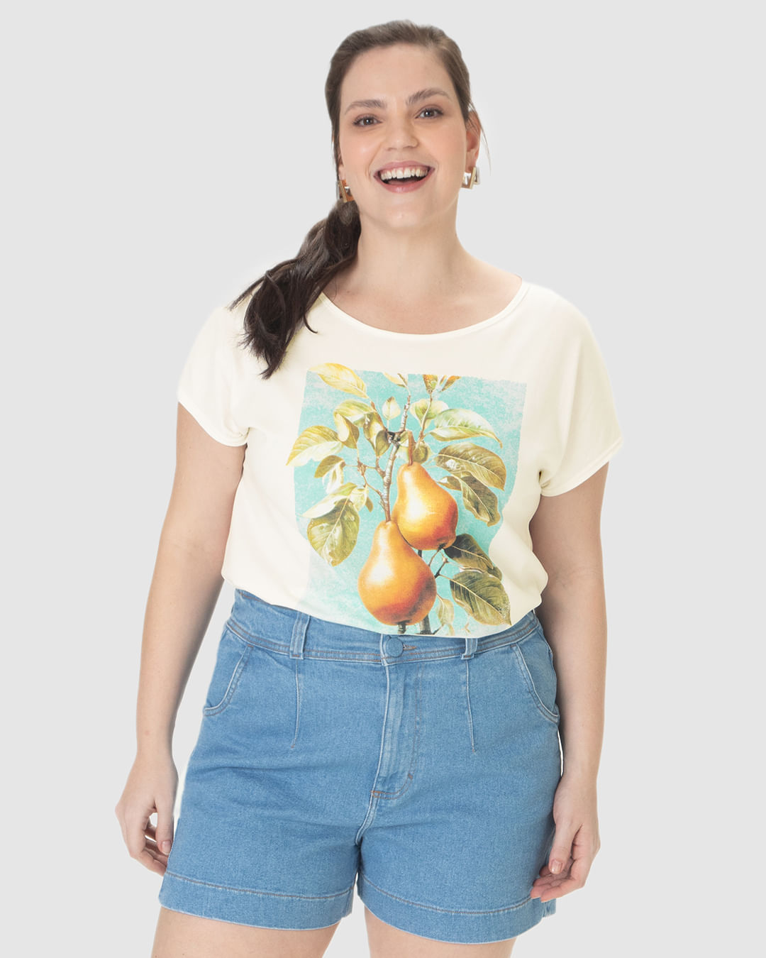 Blusa Feminina Plus Size Golden Pear, Stay Fresh, Stay Sweet Em Algodão - Imagem 6