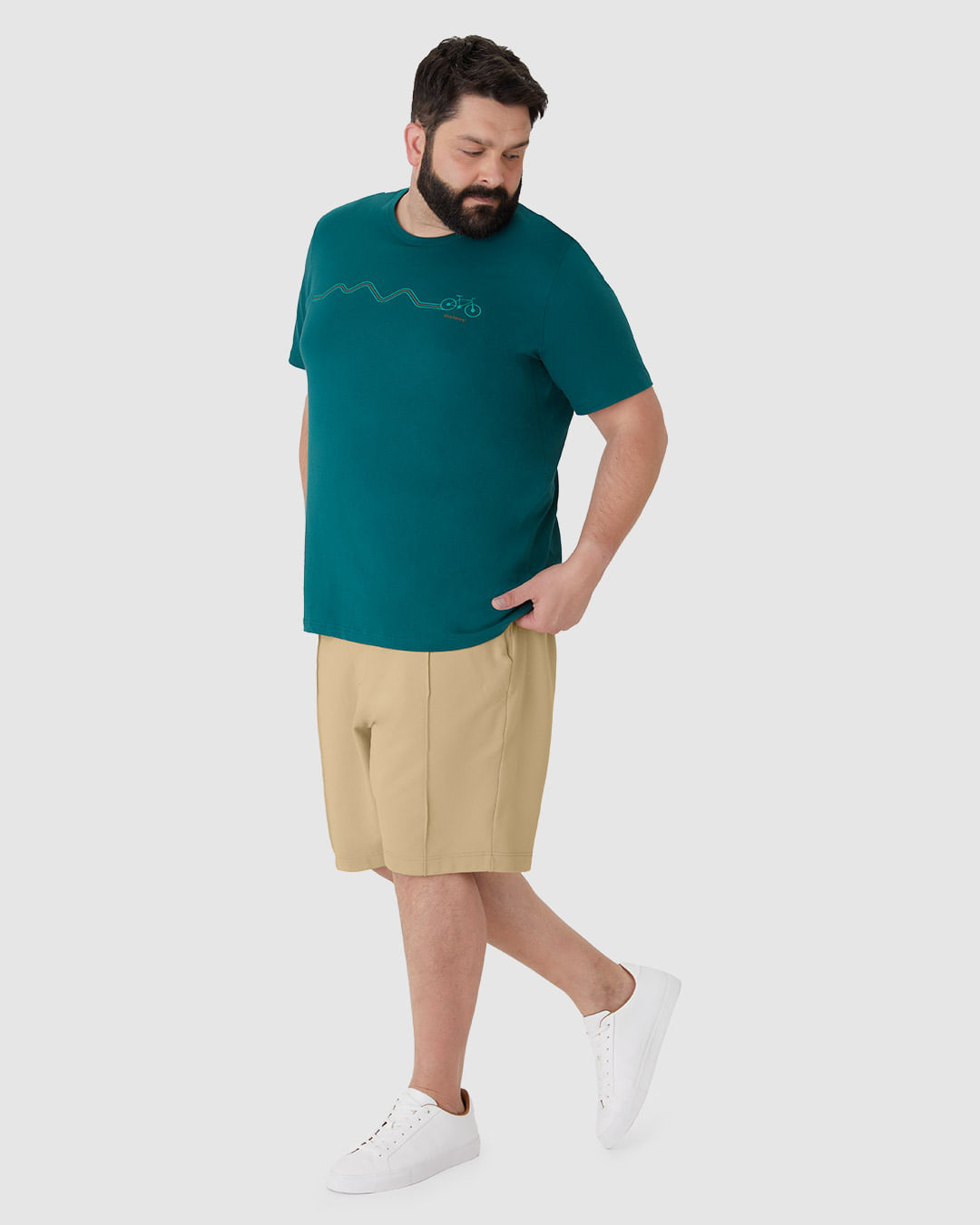 Bermuda Masculina Plus Size Bolso Faca Lateral Em Moletom Sarjado - Imagem 16