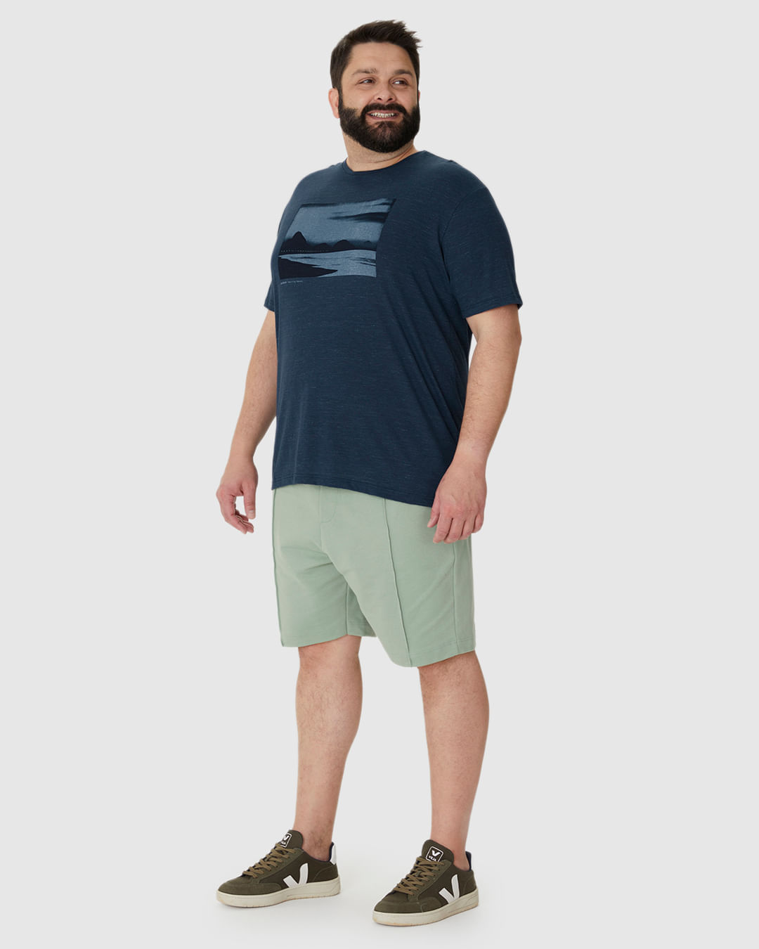 Camiseta Masculina Plus Size Estampa Frontal Em Malha Listrada Eco - Imagem 2