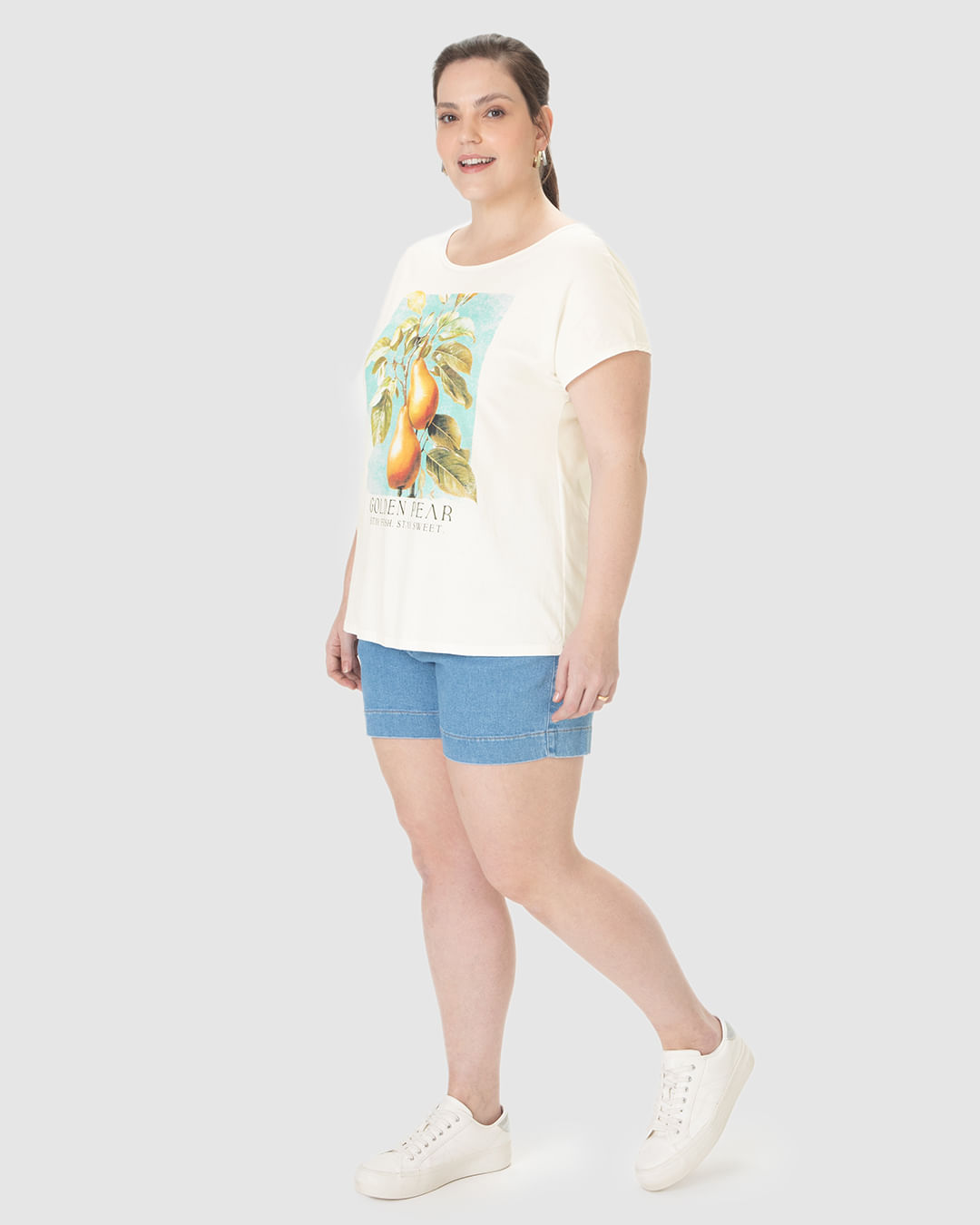 Blusa Feminina Plus Size Golden Pear, Stay Fresh, Stay Sweet Em Algodão - Imagem 17