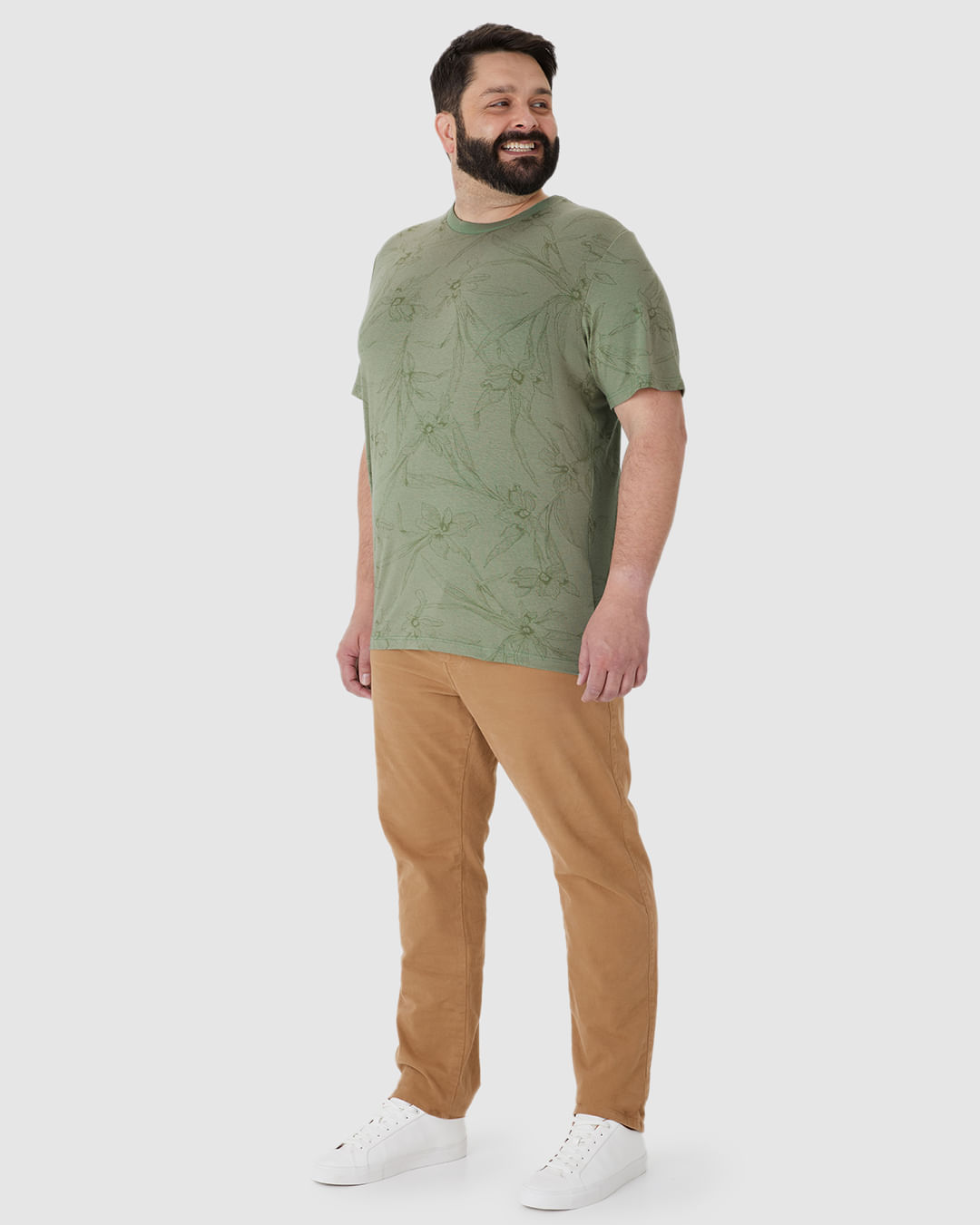 Camiseta Masculina Plus Size Estampa Floral Em Malha Linho - Imagem 22