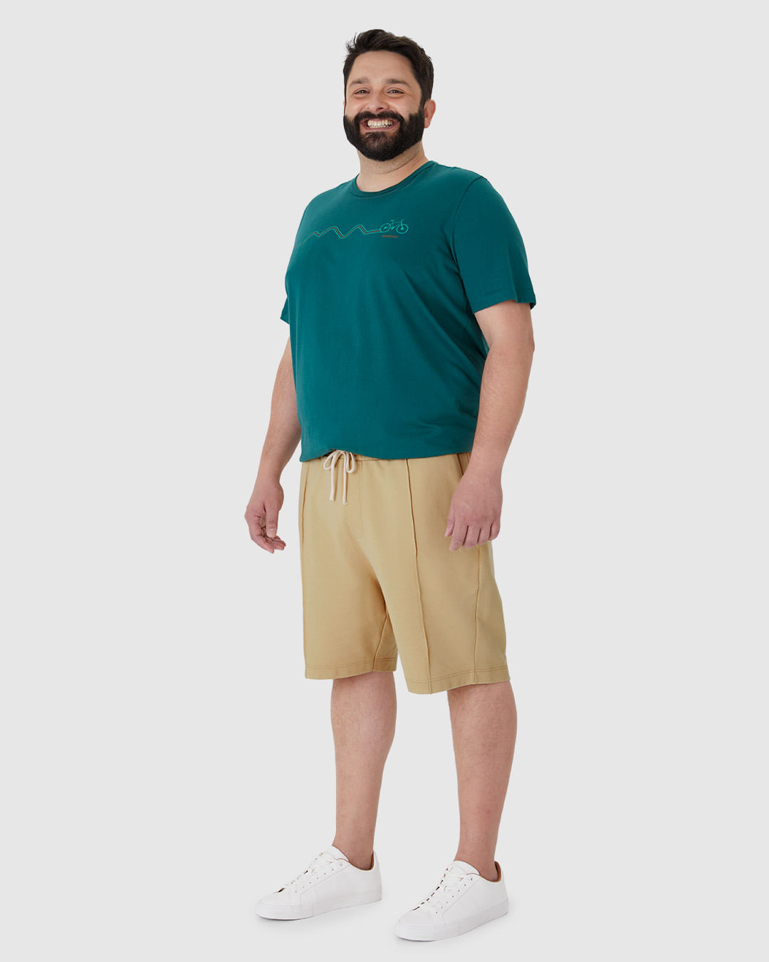 Bermuda Masculina Plus Size Bolso Faca Lateral Em Moletom Sarjado - Imagem 17