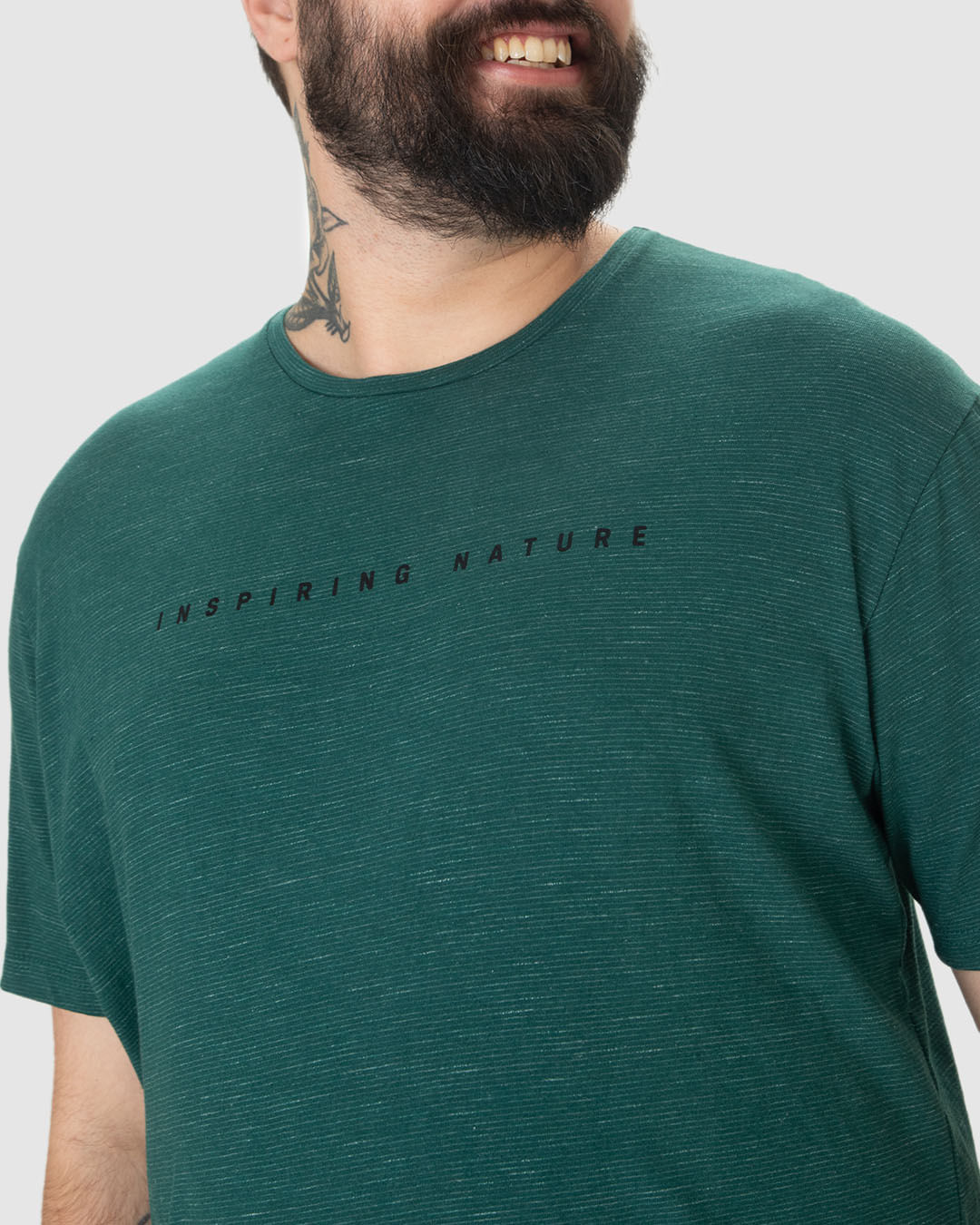 Camiseta Masculina Plus Size Estampa Frontal Em Malha Listrada Eco - Imagem 8