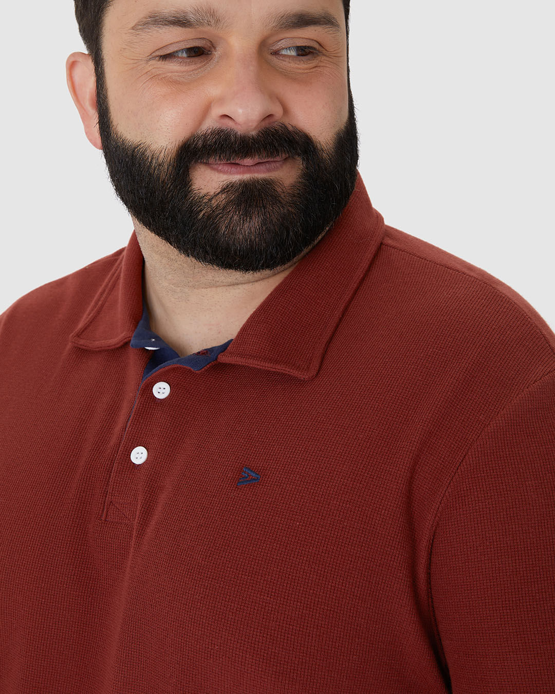 Camisa Polo Masculina Plus Size Bordado Frontal Em Malha Texturizada - Imagem 18