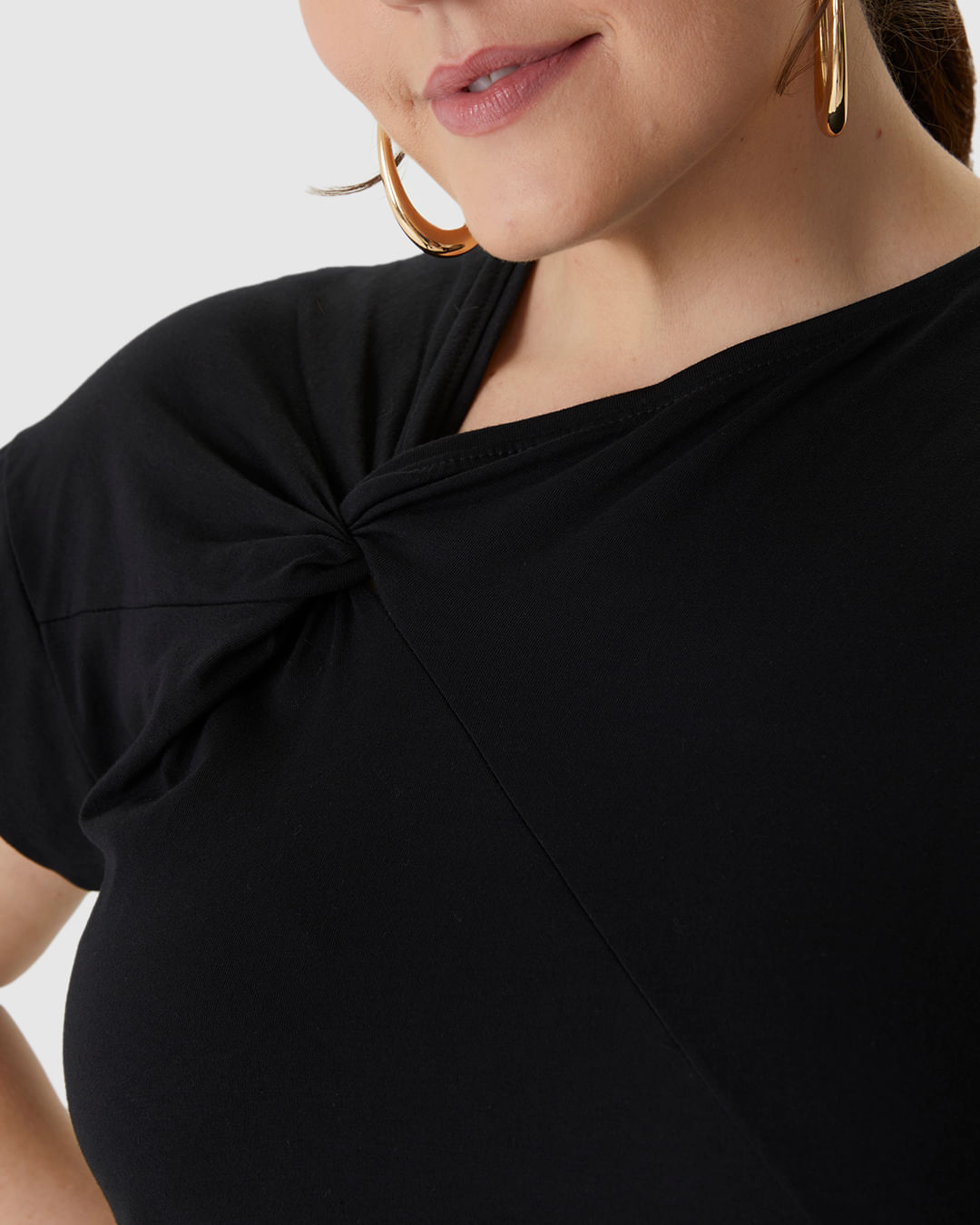 Vestido Longo Feminino Plus Size Decote Detalhe Com Torção Em Algodão - Imagem 13