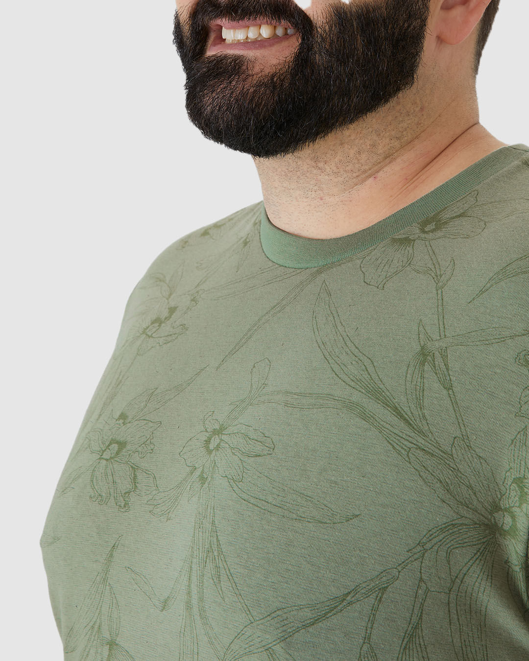 Camiseta Masculina Plus Size Estampa Floral Em Malha Linho - Imagem 3