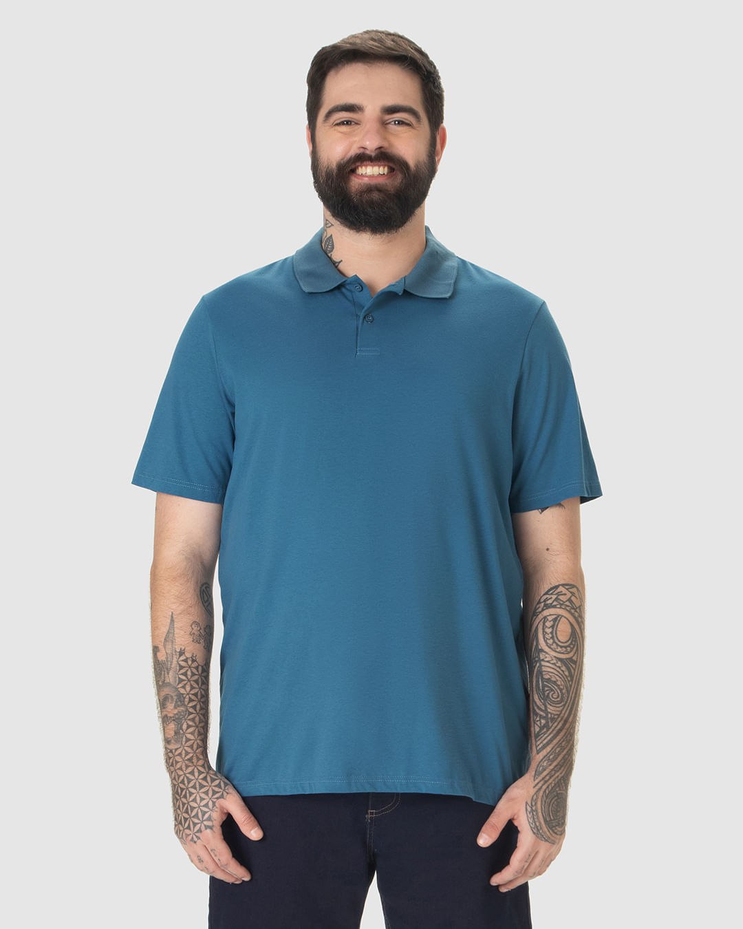 Camisa Polo Básica Masculina Plus Size Em Algodão - Imagem 14
