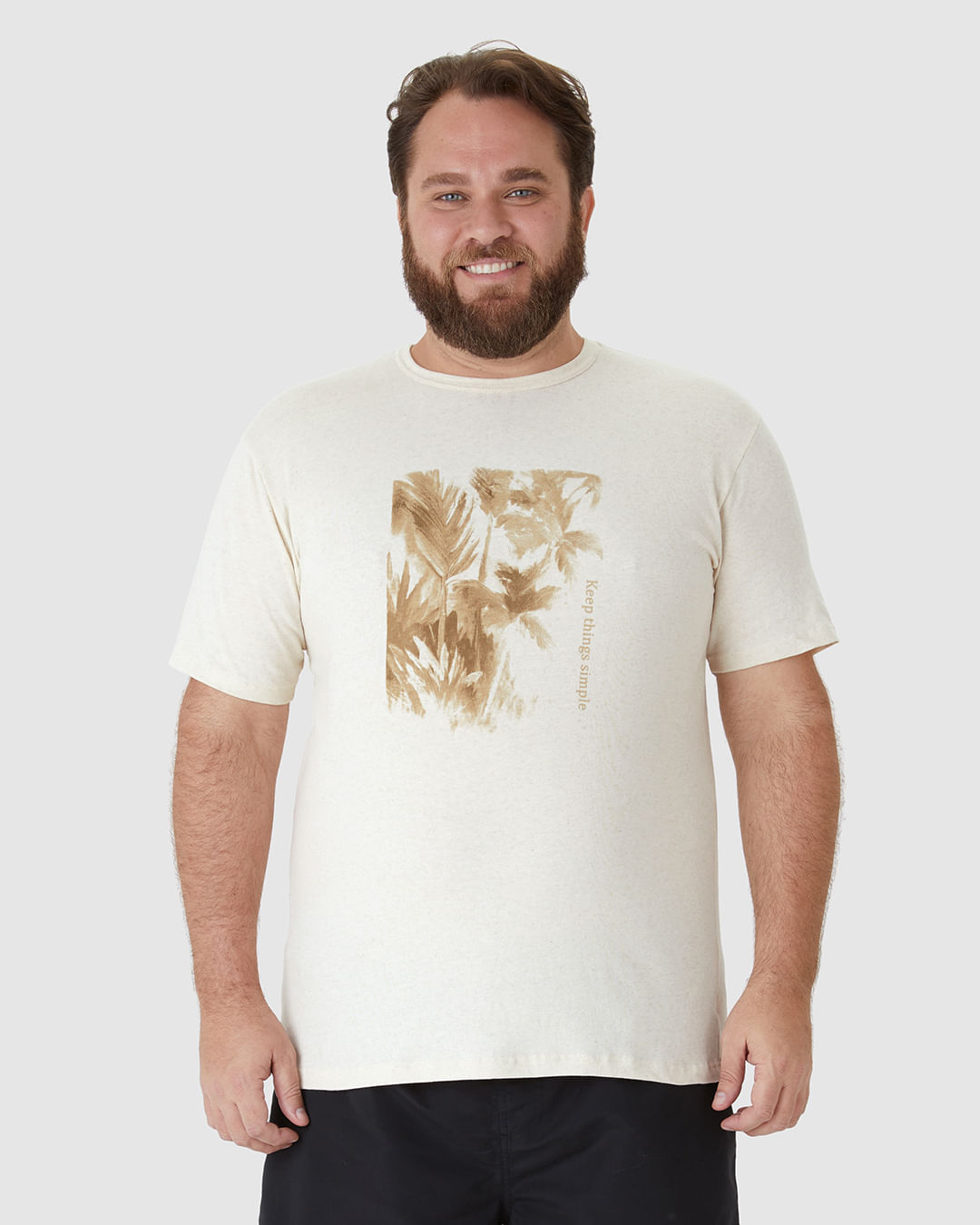 Camiseta Masculina Plus Size Keep Things Simple Em Malha Linho - Imagem 4