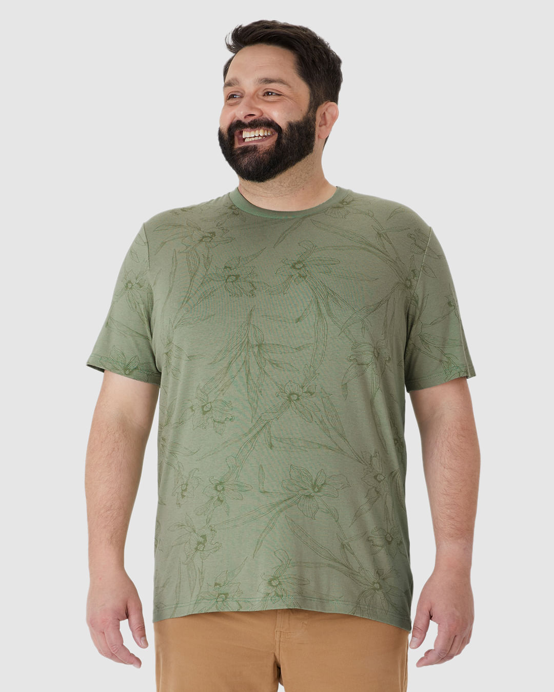 Camiseta Masculina Plus Size Estampa Floral Em Malha Linho - Imagem 24