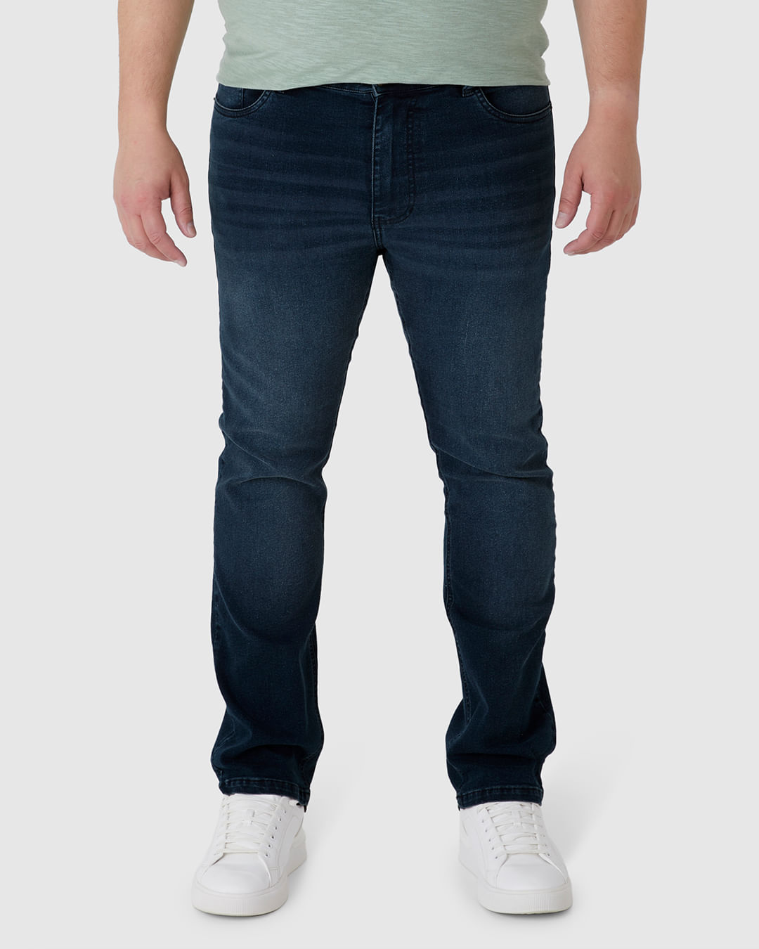 Calça Masculina Plus Size Slim Bolso Funcional Em Jeans Com Elastano - Imagem 4