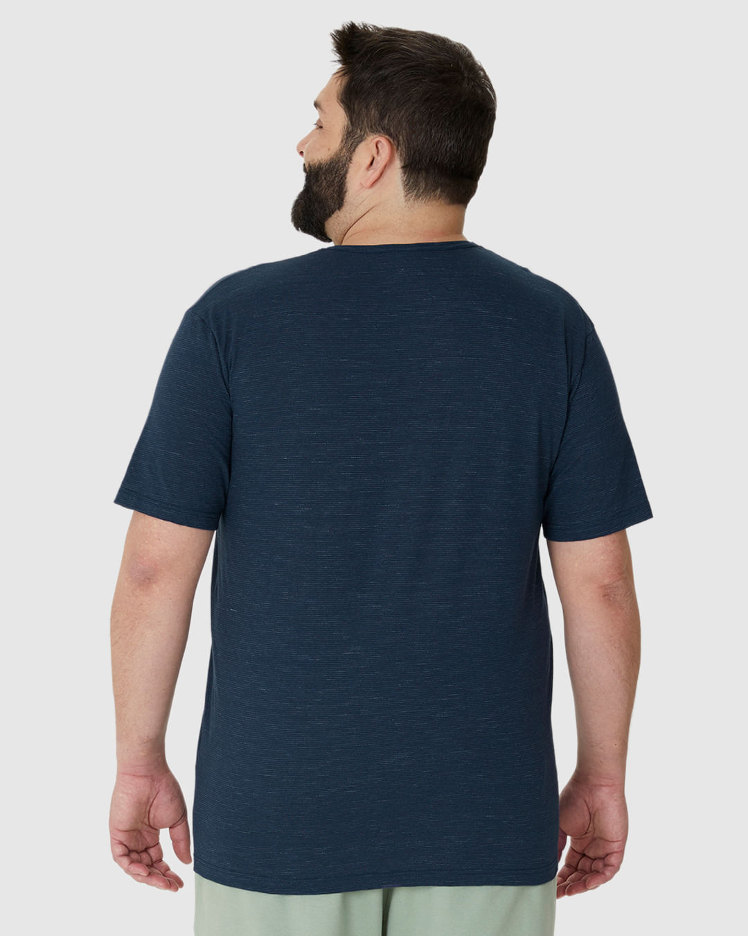 Camiseta Masculina Plus Size Estampa Frontal Em Malha Listrada Eco - Imagem 5