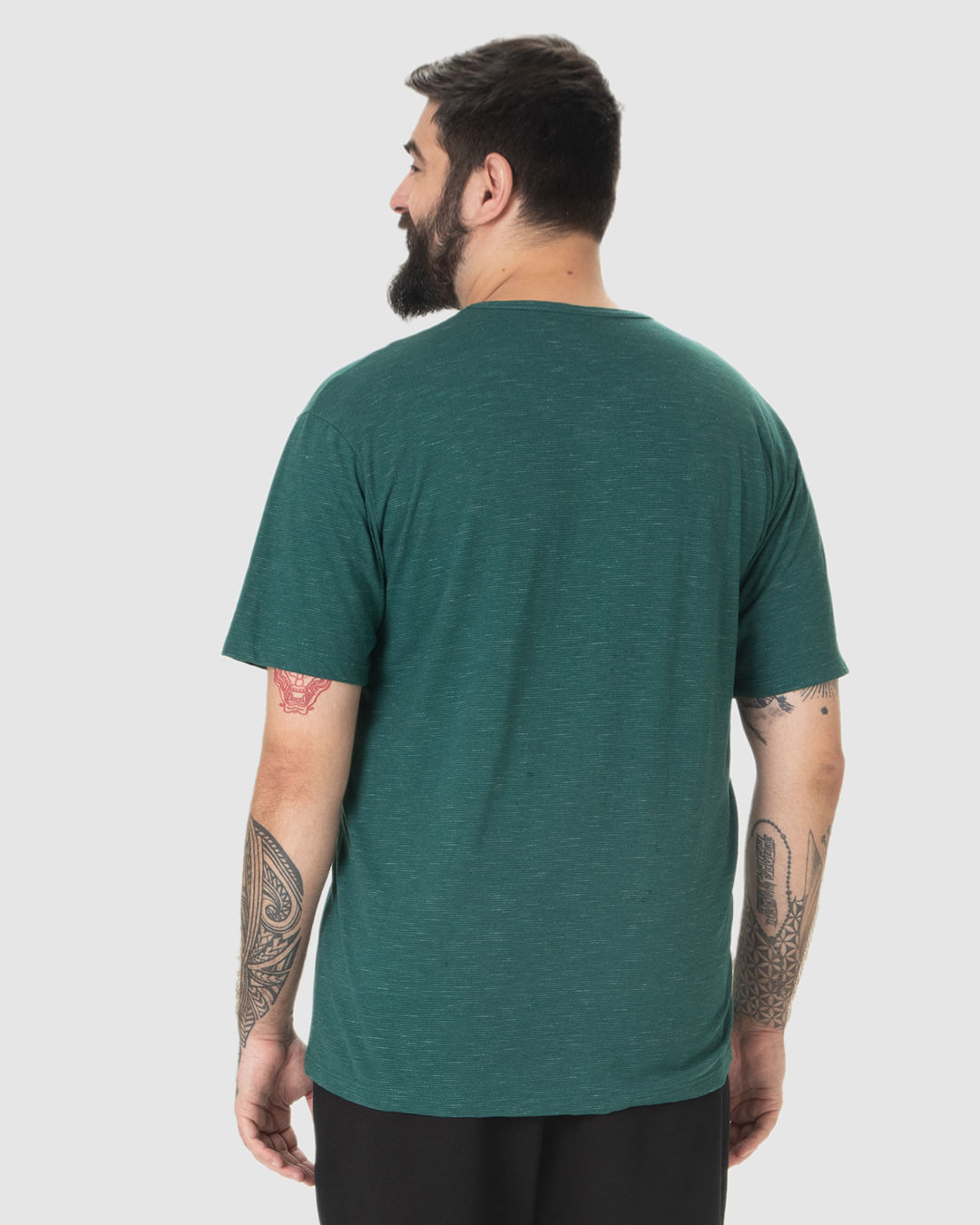 Camiseta Masculina Plus Size Estampa Frontal Em Malha Listrada Eco - Imagem 15