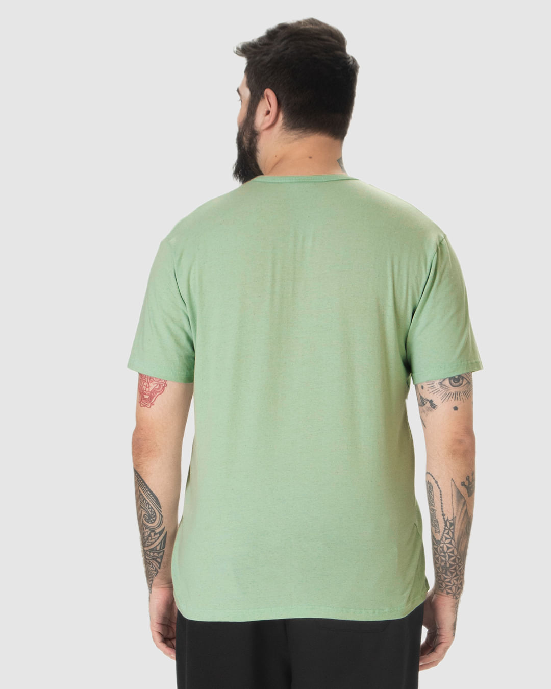 Camiseta Masculina Plus Size Estampa Flor Peitoral Em Malha Linho - Imagem 25