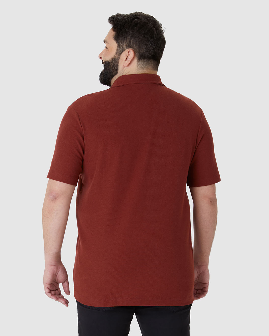 Camisa Polo Masculina Plus Size Bordado Frontal Em Malha Texturizada - Imagem 5