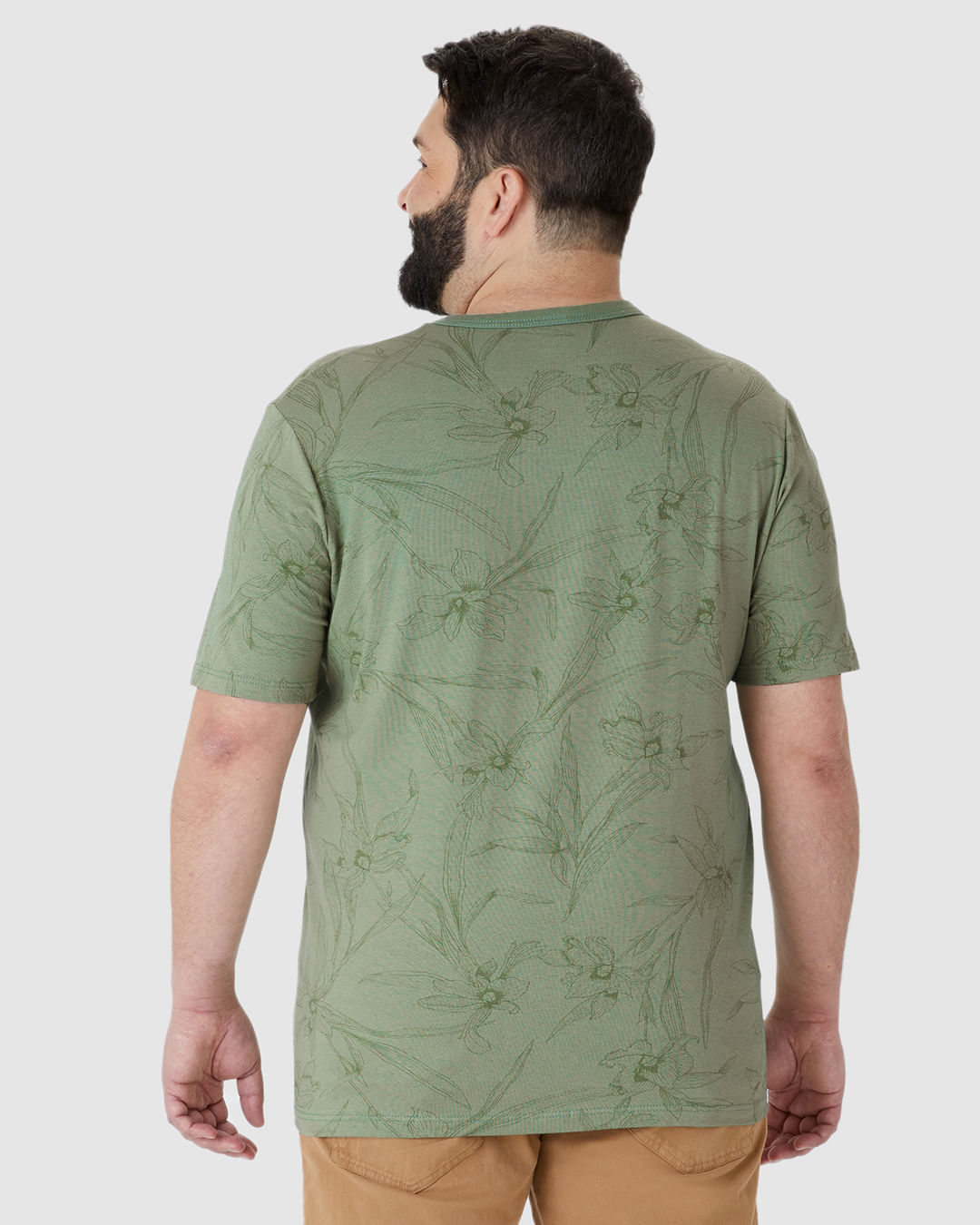 Camiseta Masculina Plus Size Estampa Floral Em Malha Linho - Imagem 20