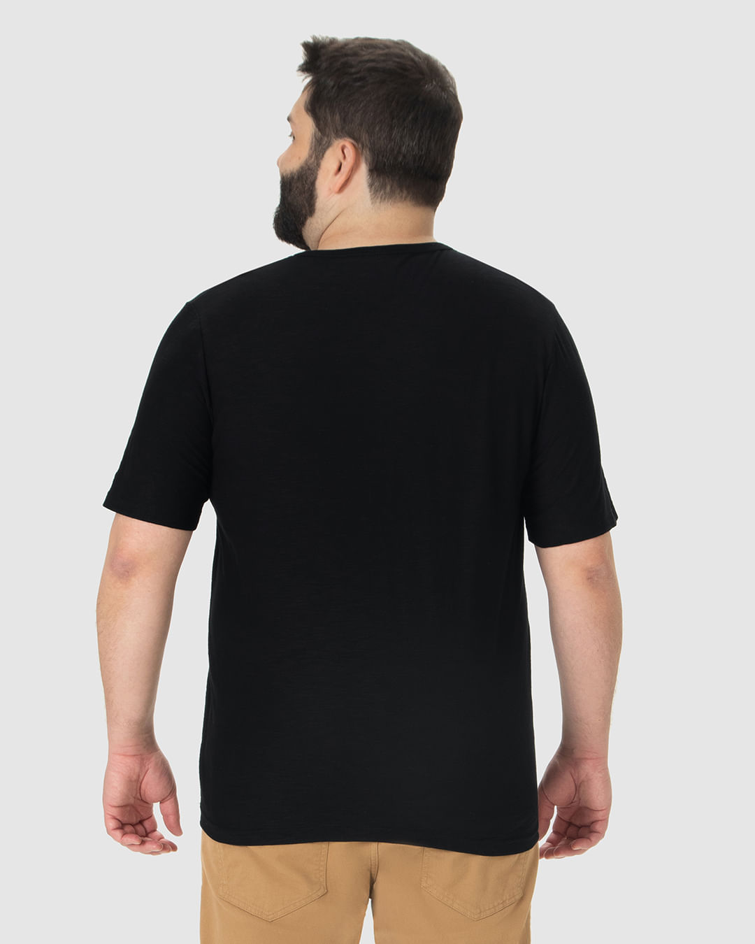 Camiseta Masculina Plus Size Peitilho Frontal Botões Em Malha Rajada - Imagem 30