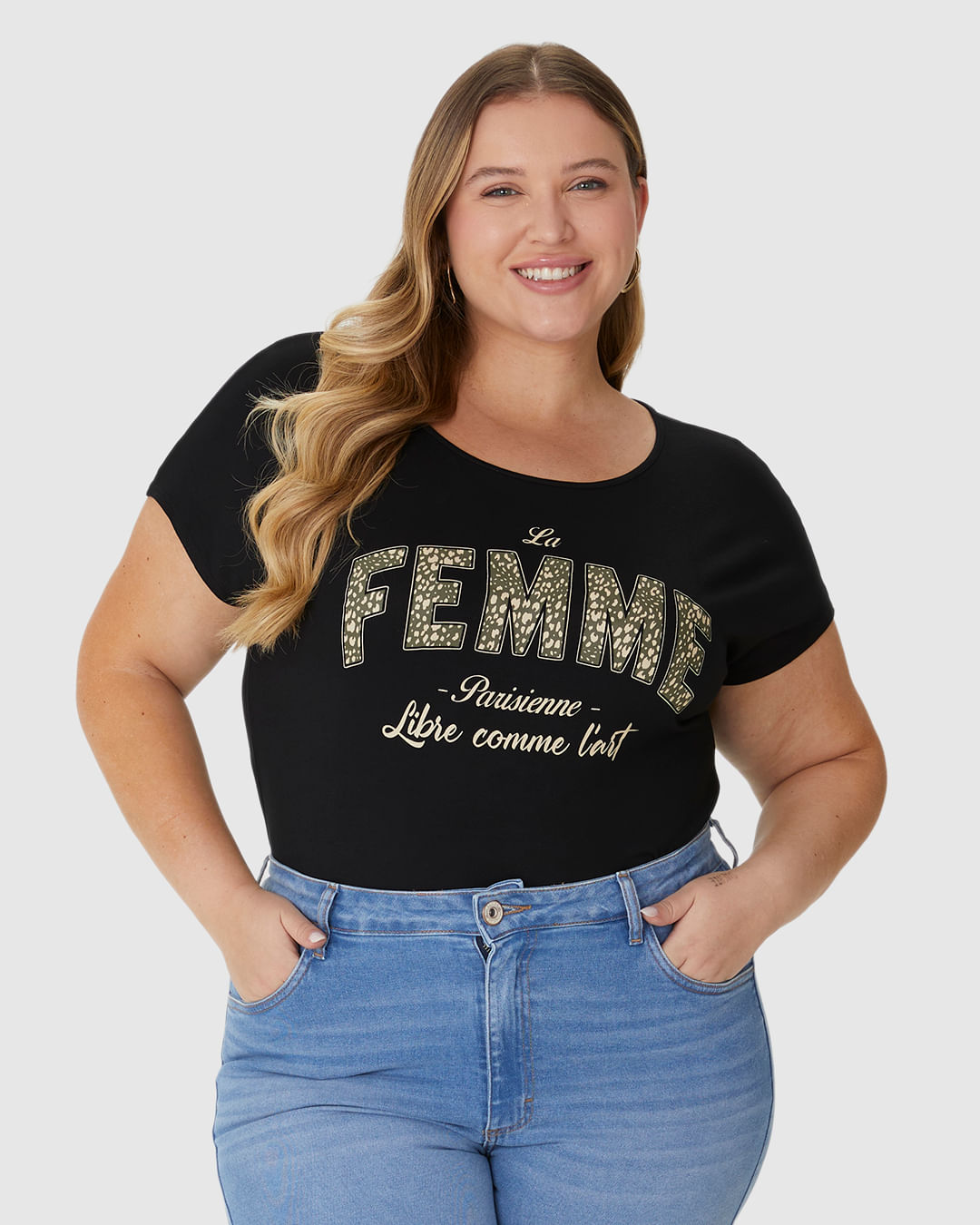 Camiseta Feminina Plus Size Mullet La Femme Parisienne Em Viscose Stretch - Imagem 16