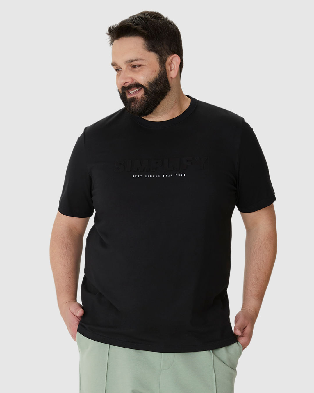 Camiseta Masculina Plus Size Estampa Alto Relevo Simplify Em Algodão