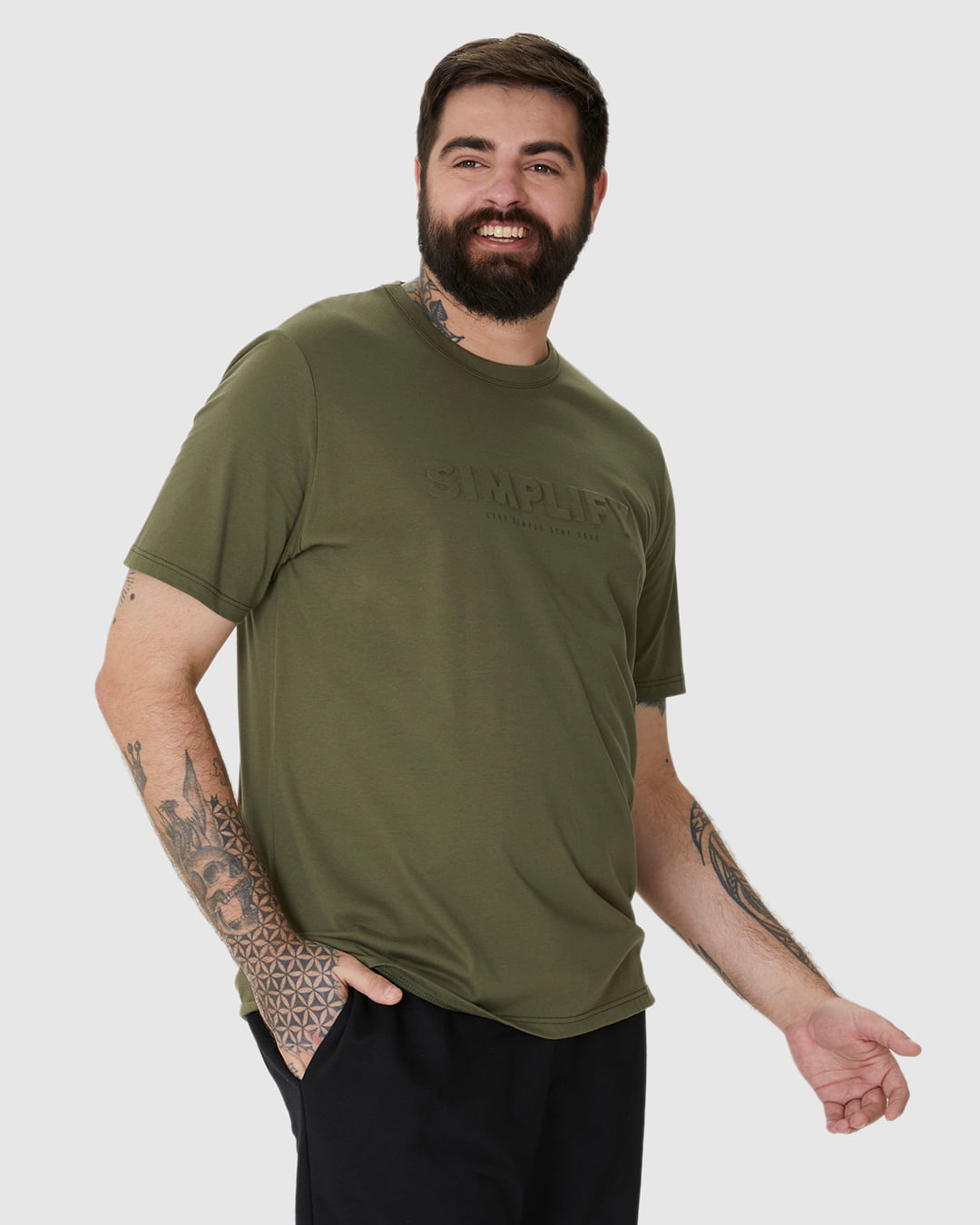 Camiseta Masculina Plus Size Estampa Alto Relevo Simplify Em Algodão