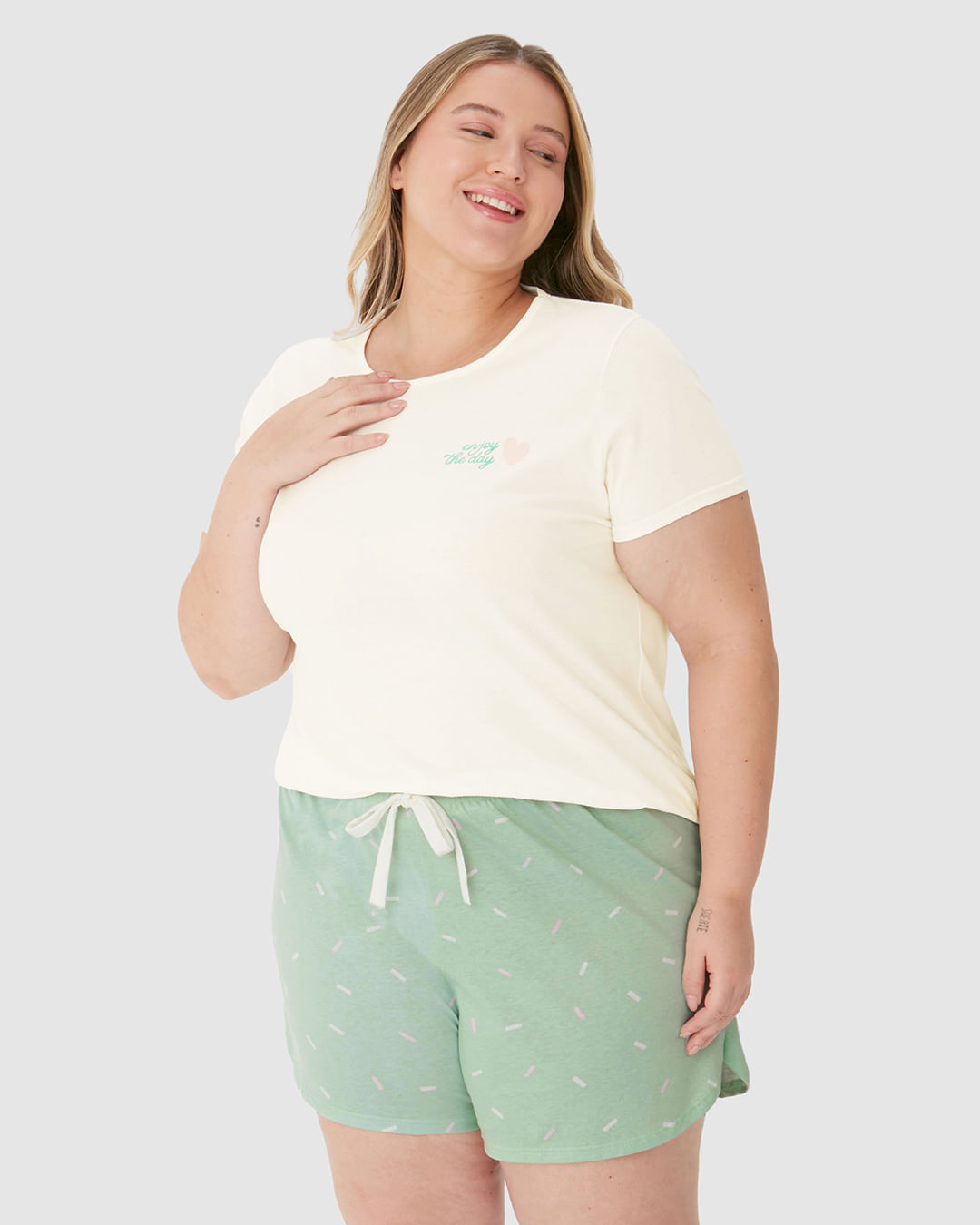 Pijama Feminino Plus Size Enjoy The Day Em Algodão